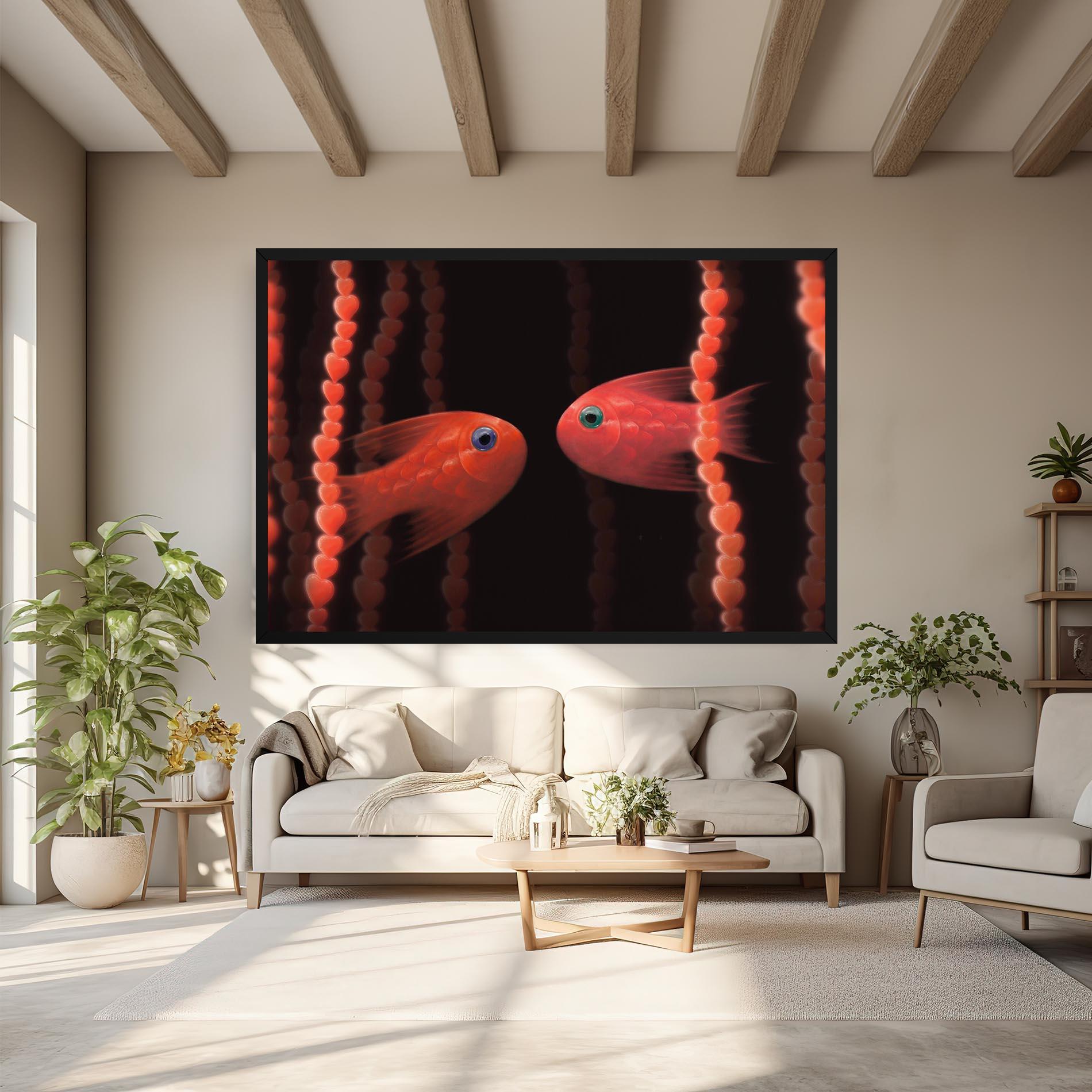 Tablou Canvas Orange Fish Heart mockup 6