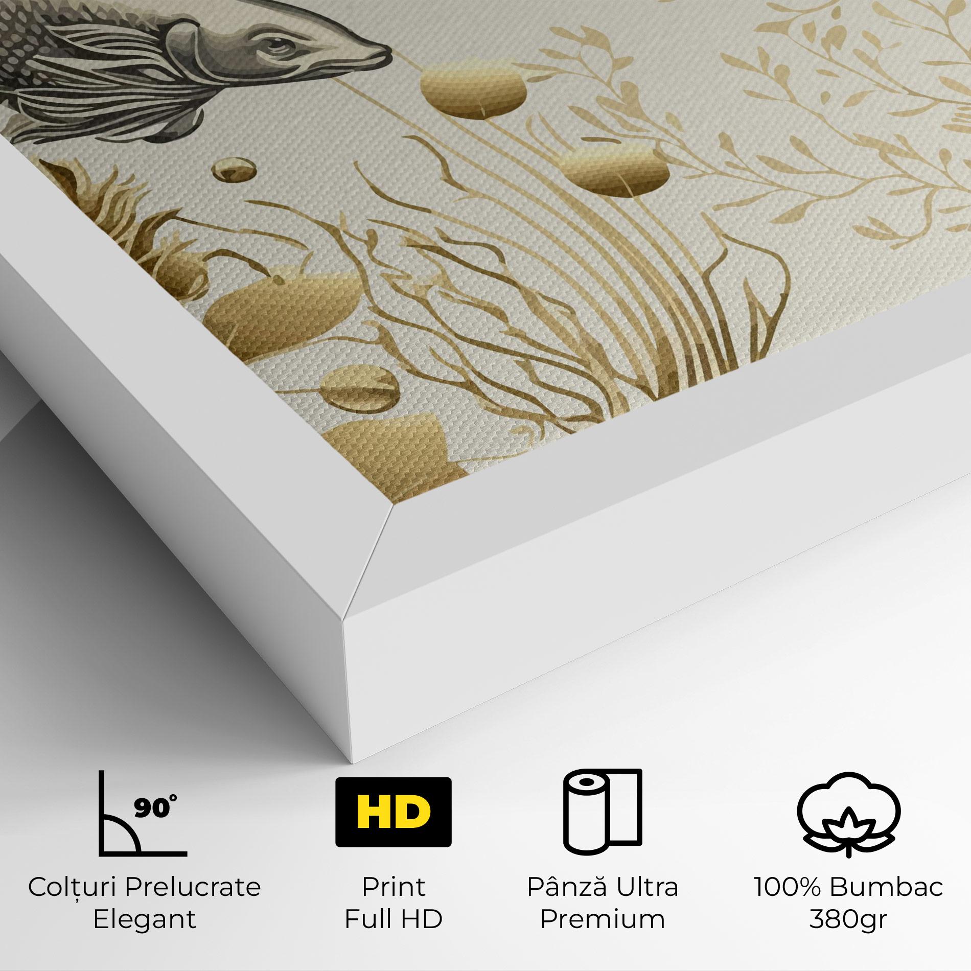 Tablou Canvas Grey Gold Fish mockup 4