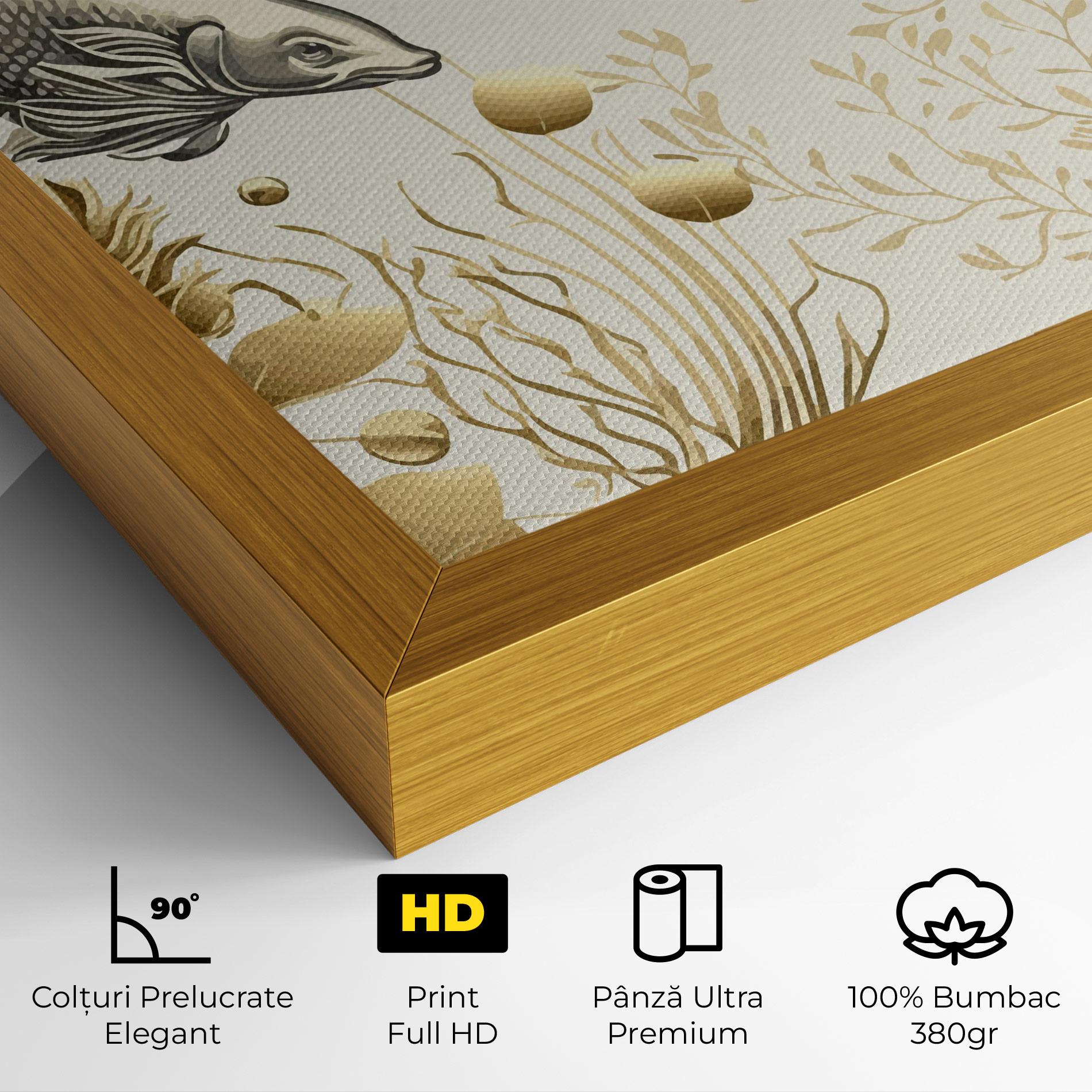 Tablou Canvas Grey Gold Fish mockup 4