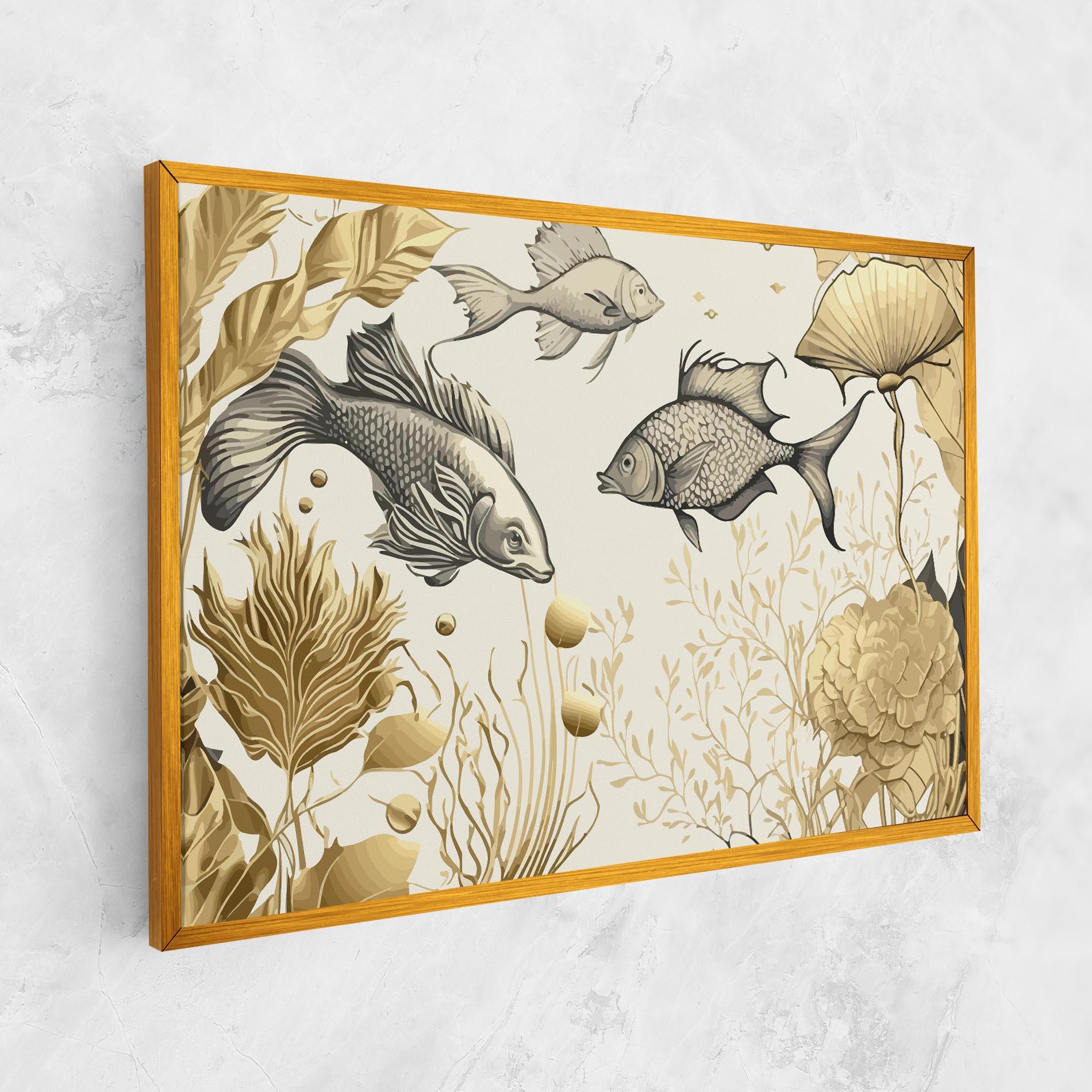 Tablou Canvas Grey Gold Fish mockup 1