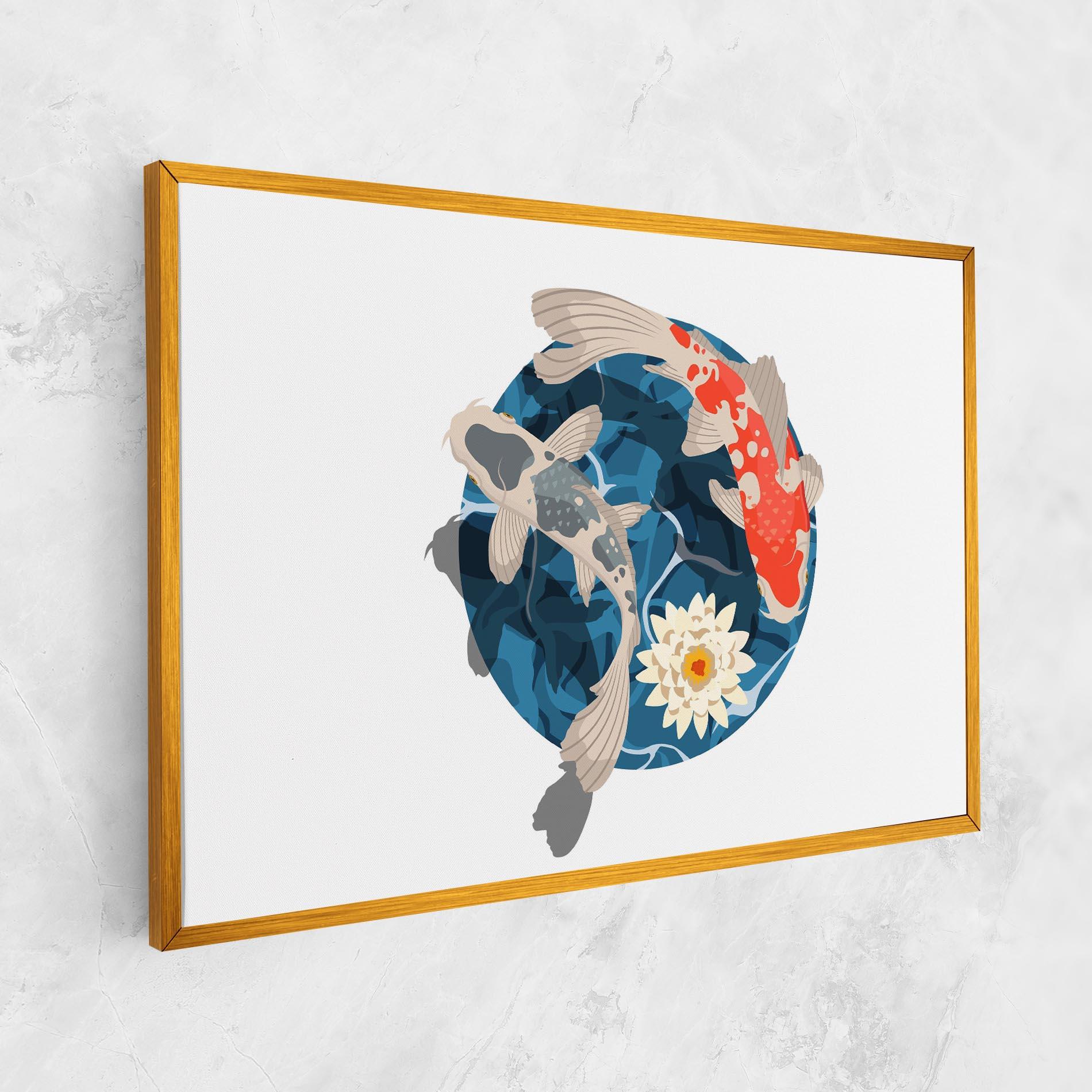 Tablou Canvas Grey Orange Koi mockup 1