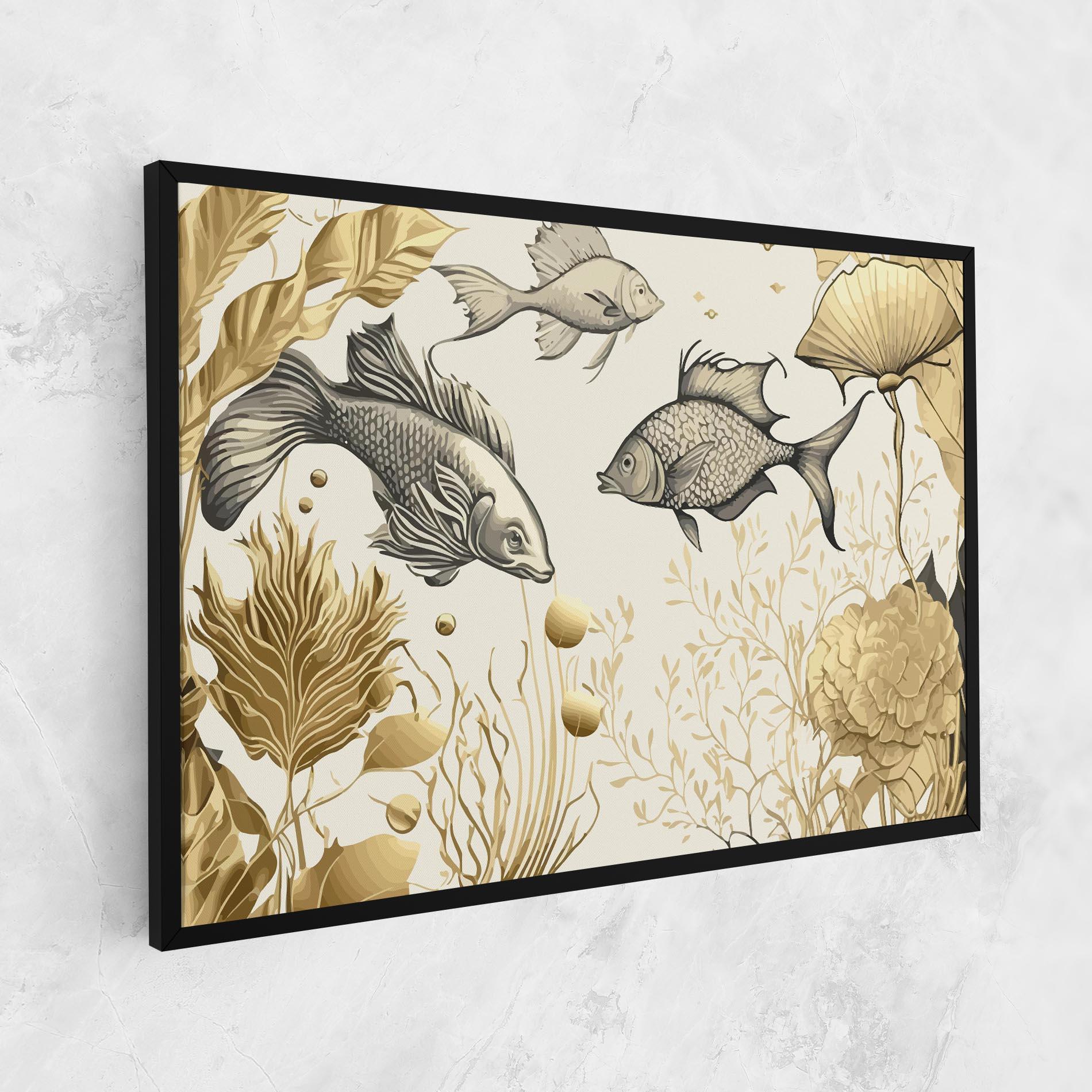 Tablou Canvas Grey Gold Fish mockup 1