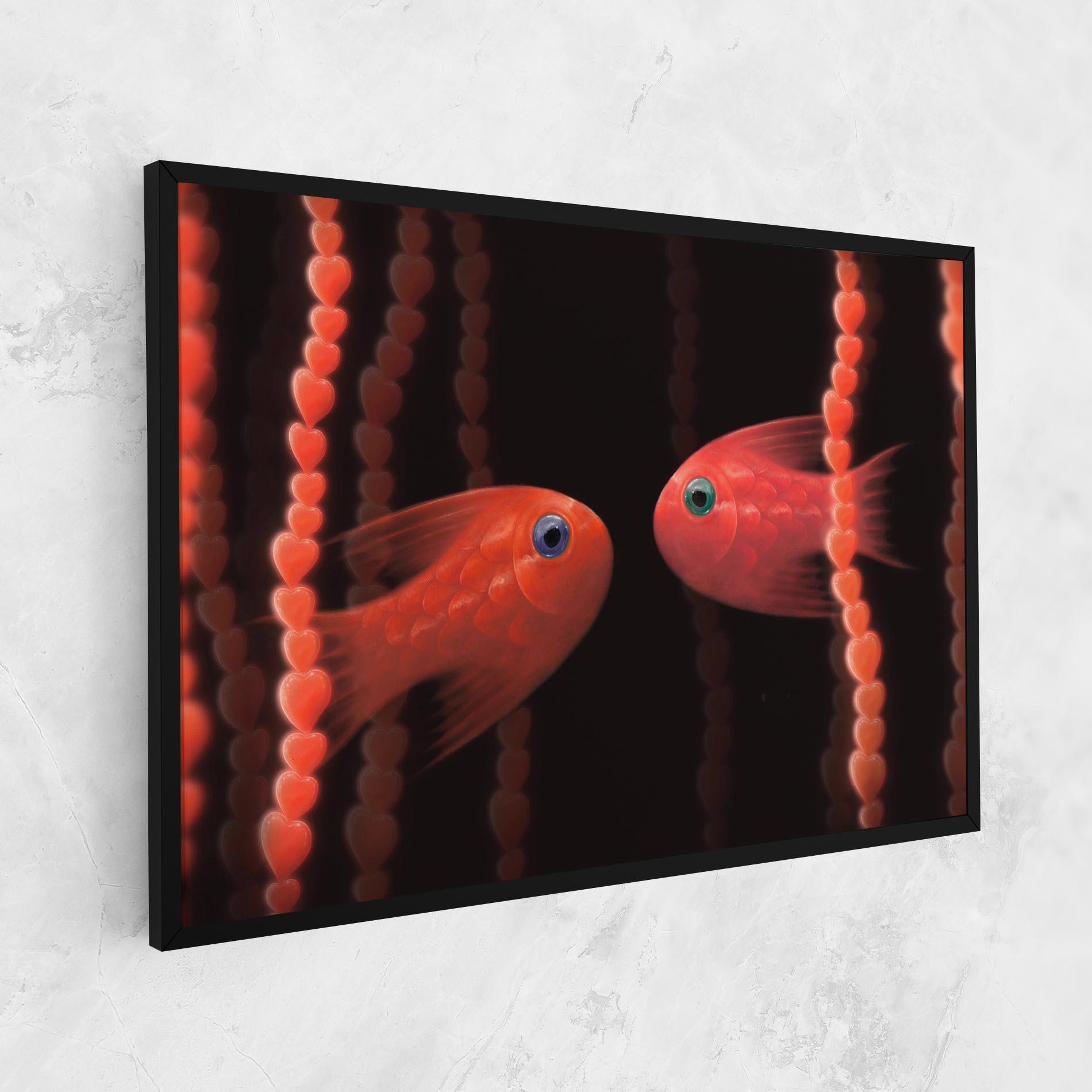 Tablou Canvas Orange Fish Heart mockup 1