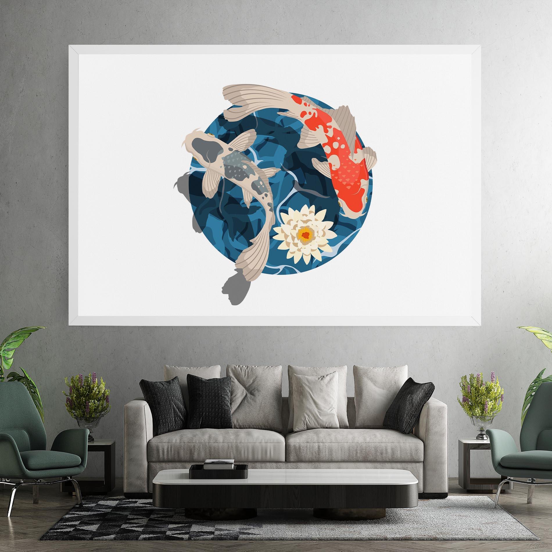 Tablou Canvas Grey Orange Koi mockup 7