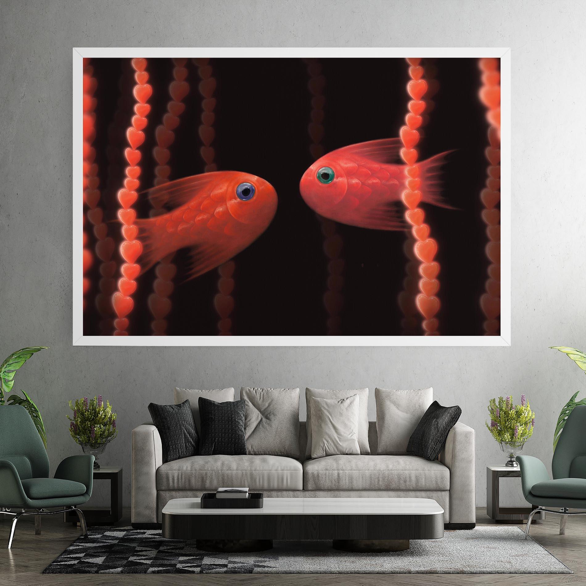 Tablou Canvas Orange Fish Heart mockup 7