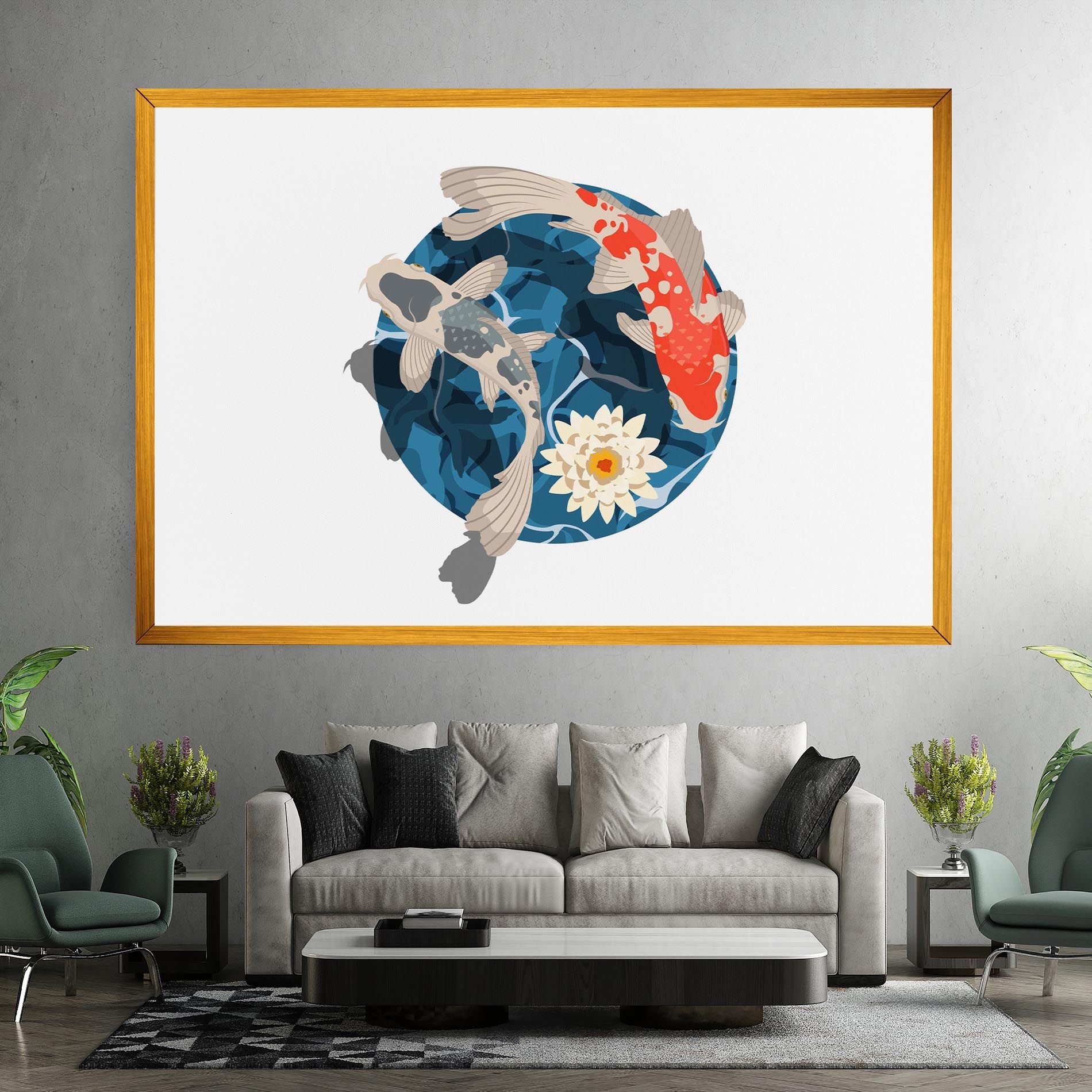 Grey Orange Koi mockup 7