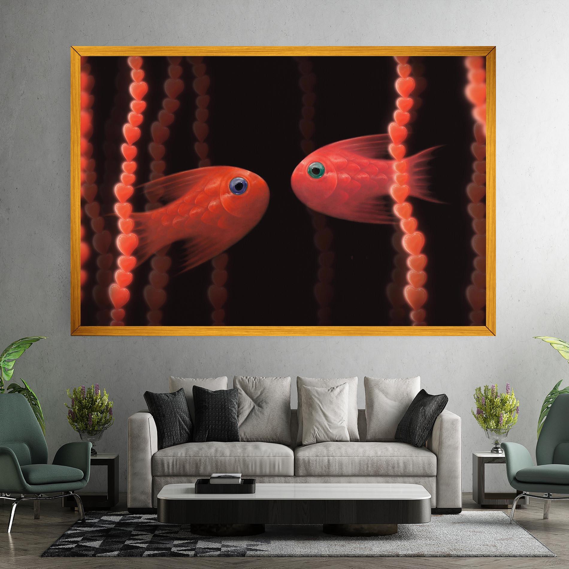 Tablou Canvas Orange Fish Heart mockup 7