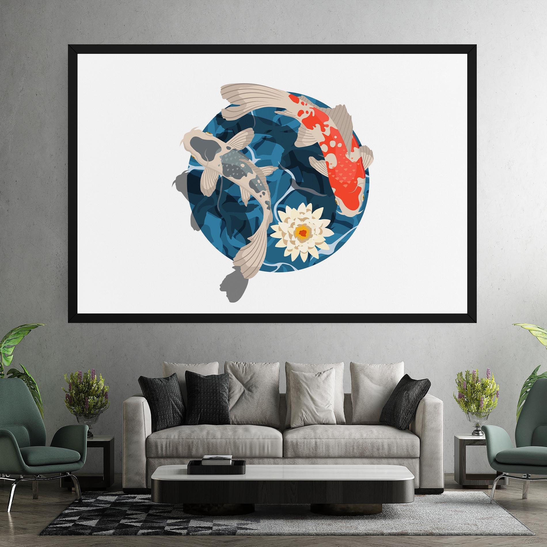 Tablou Canvas Grey Orange Koi mockup 7