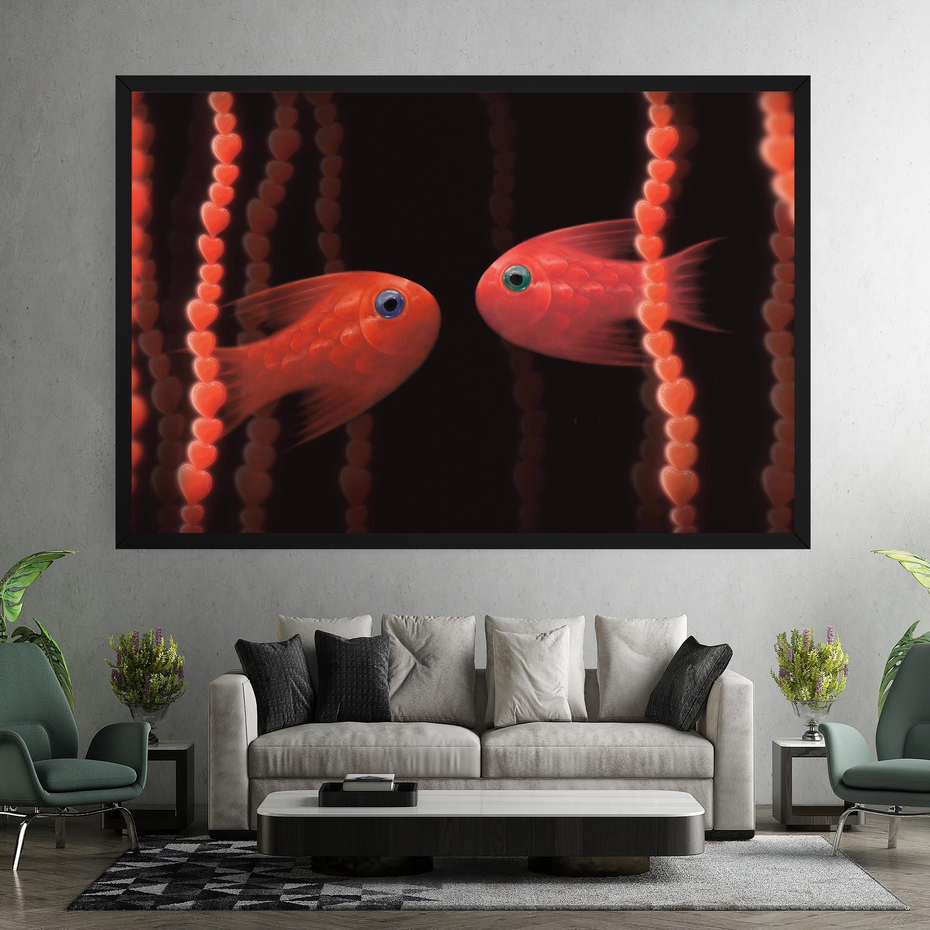 Tablou Canvas Orange Fish Heart mockup 7