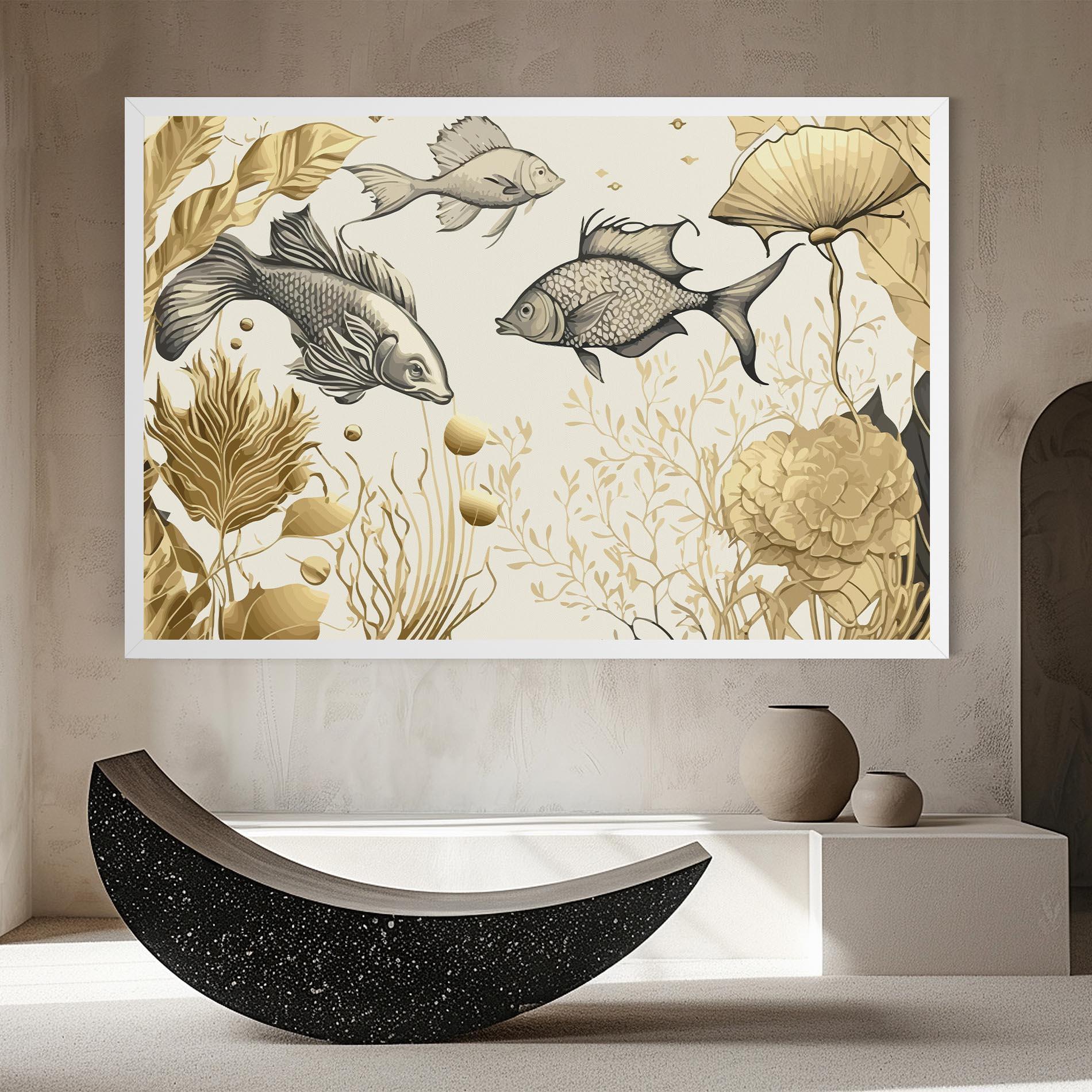 Tablou Canvas Grey Gold Fish mockup 8