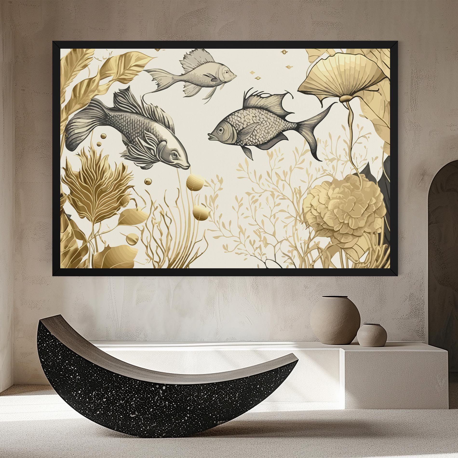 Grey Gold Fish mockup 8