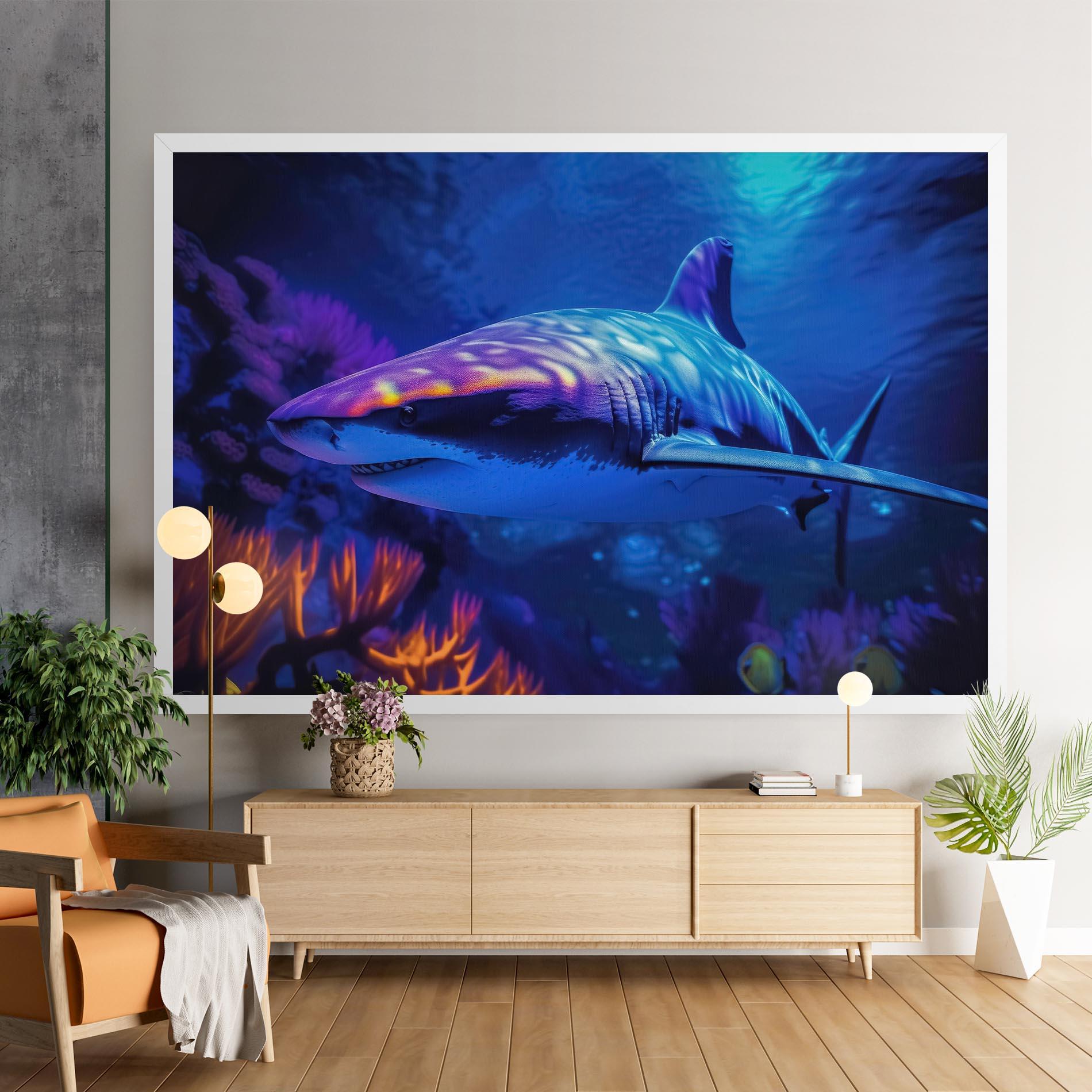 Tablou Canvas Blue Light Shark mockup 9