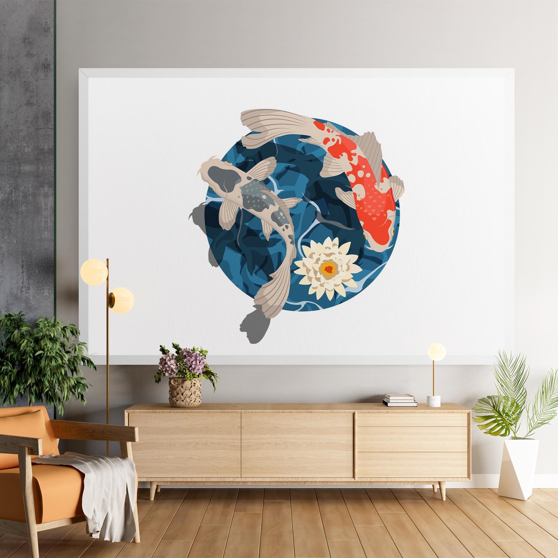 Tablou Canvas Grey Orange Koi mockup 9