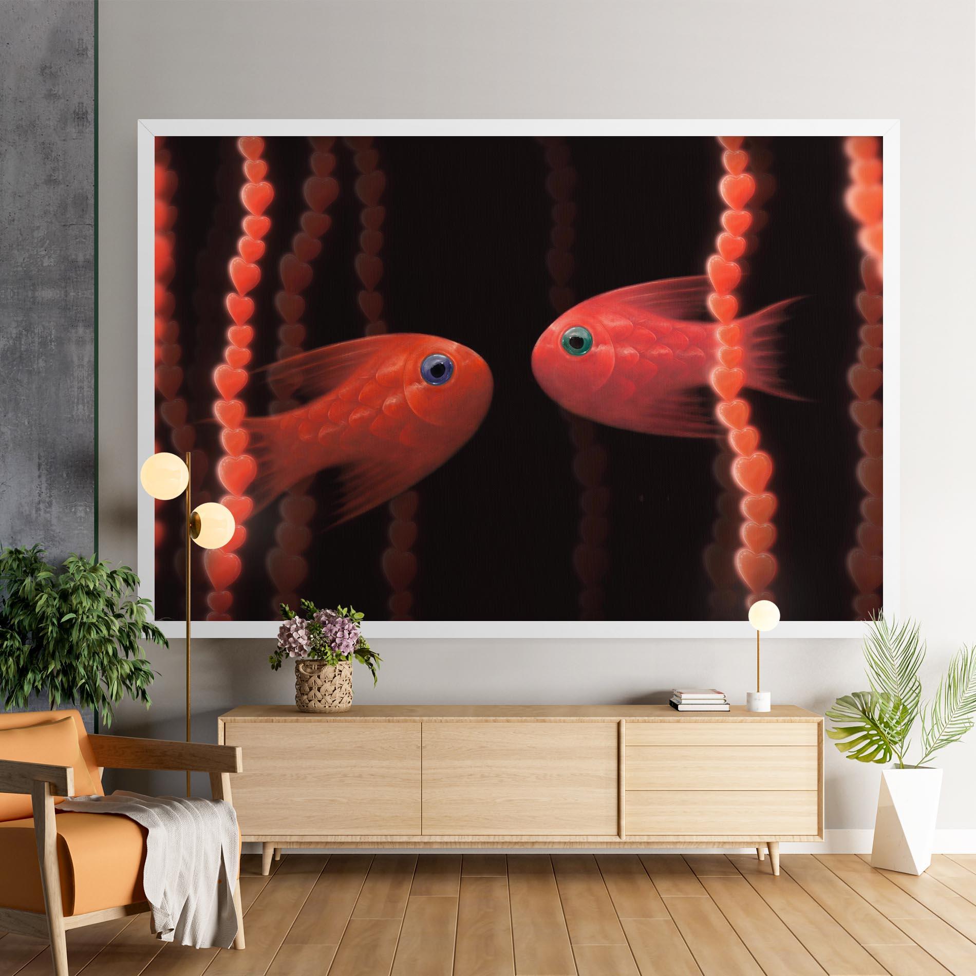 Tablou Canvas Orange Fish Heart mockup 9