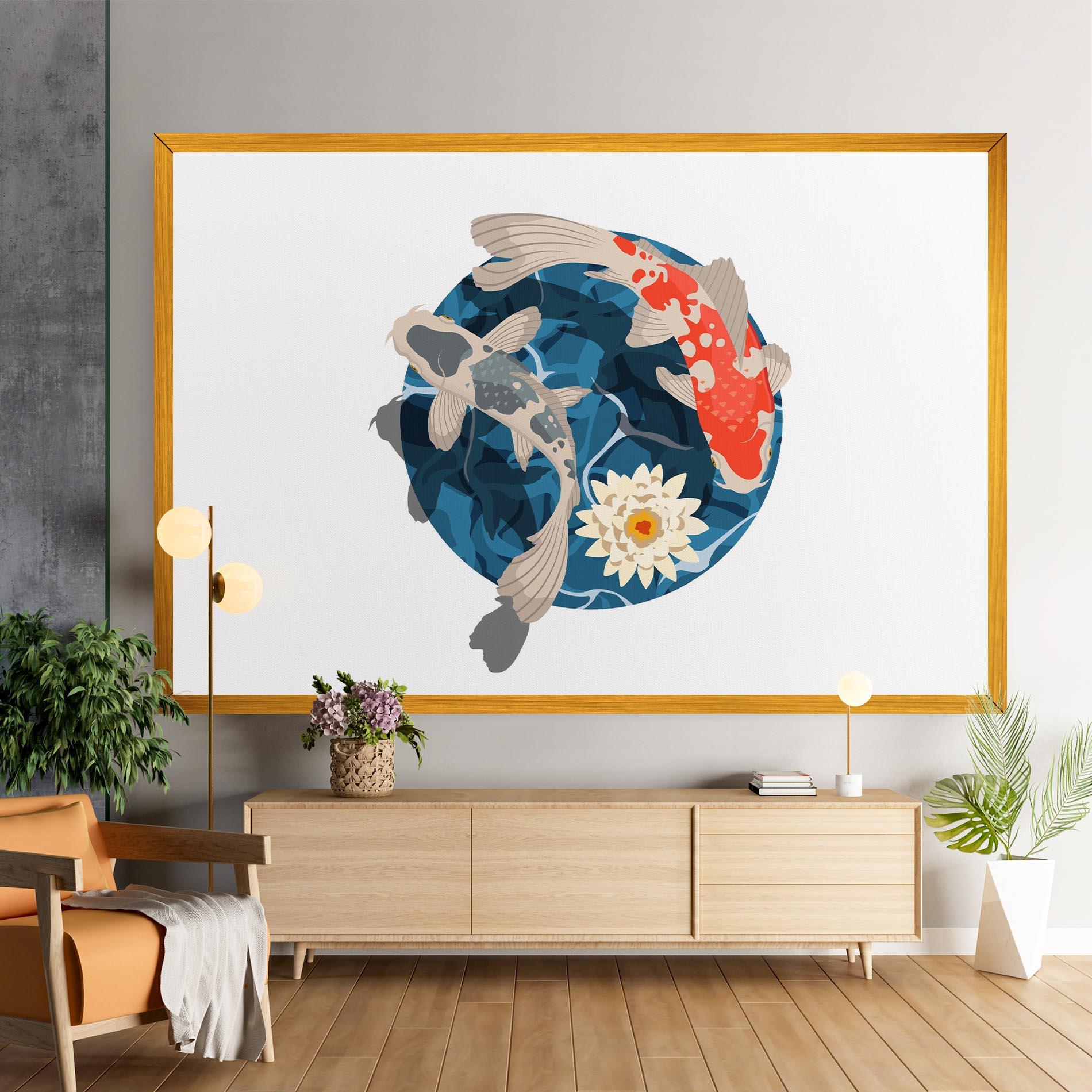 Tablou Canvas Grey Orange Koi mockup 9