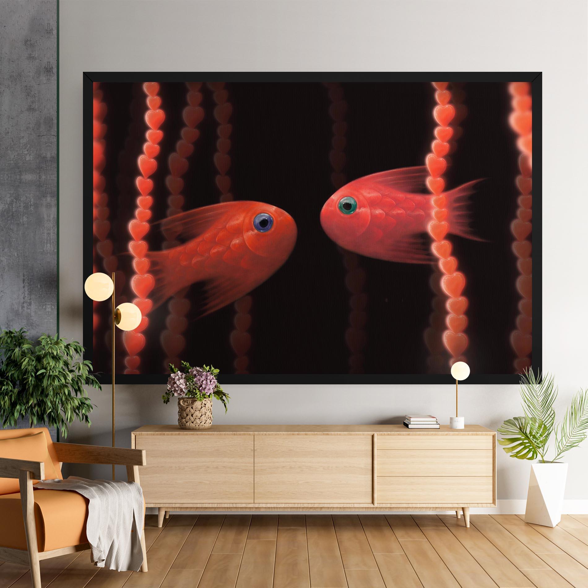 Tablou Canvas Orange Fish Heart mockup 9