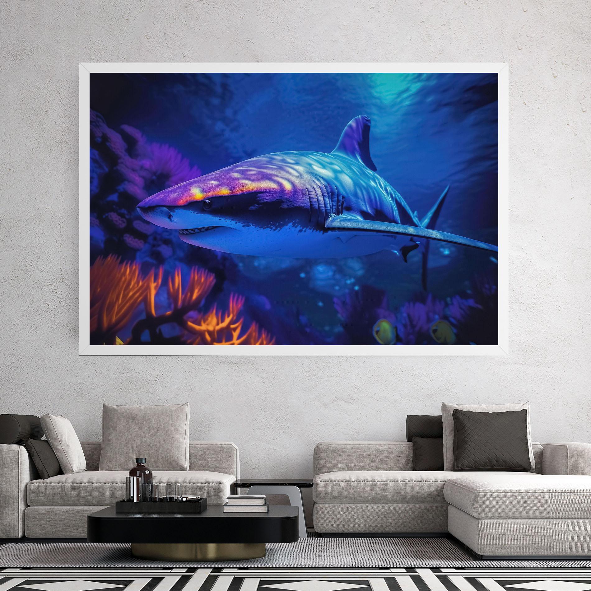 Tablou Canvas Blue Light Shark mockup 2