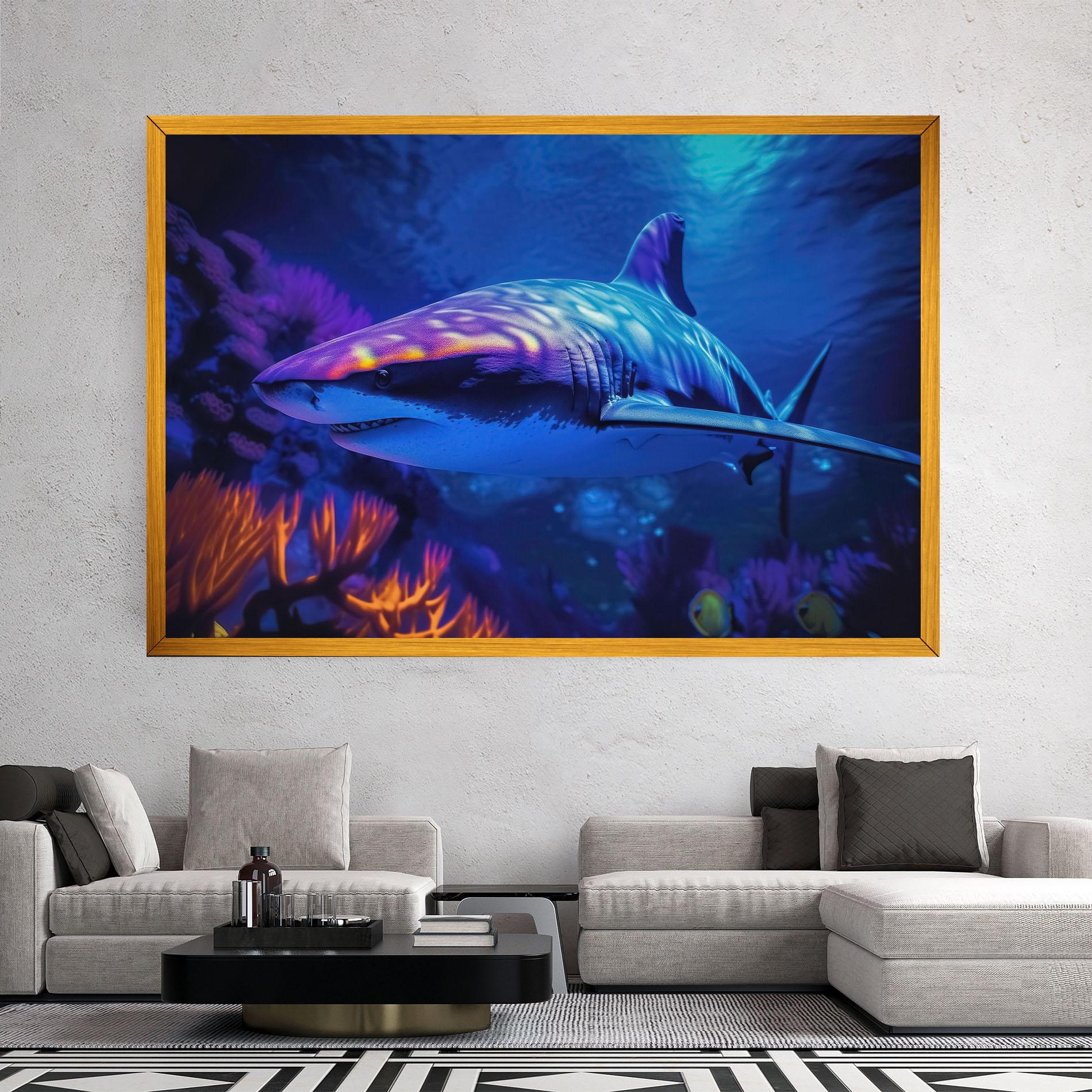 Tablou Canvas Blue Light Shark mockup 2