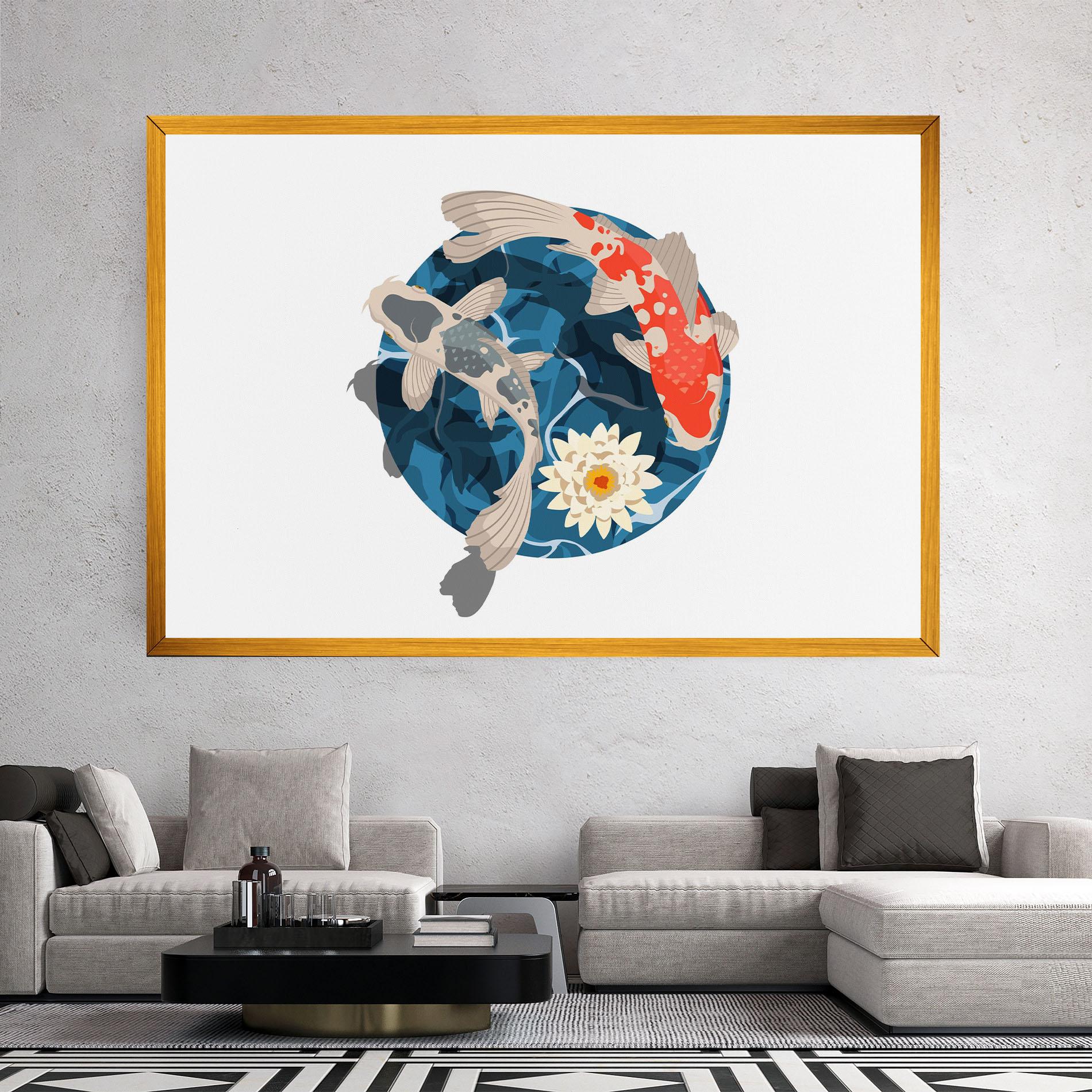 Tablou Canvas Grey Orange Koi mockup 2