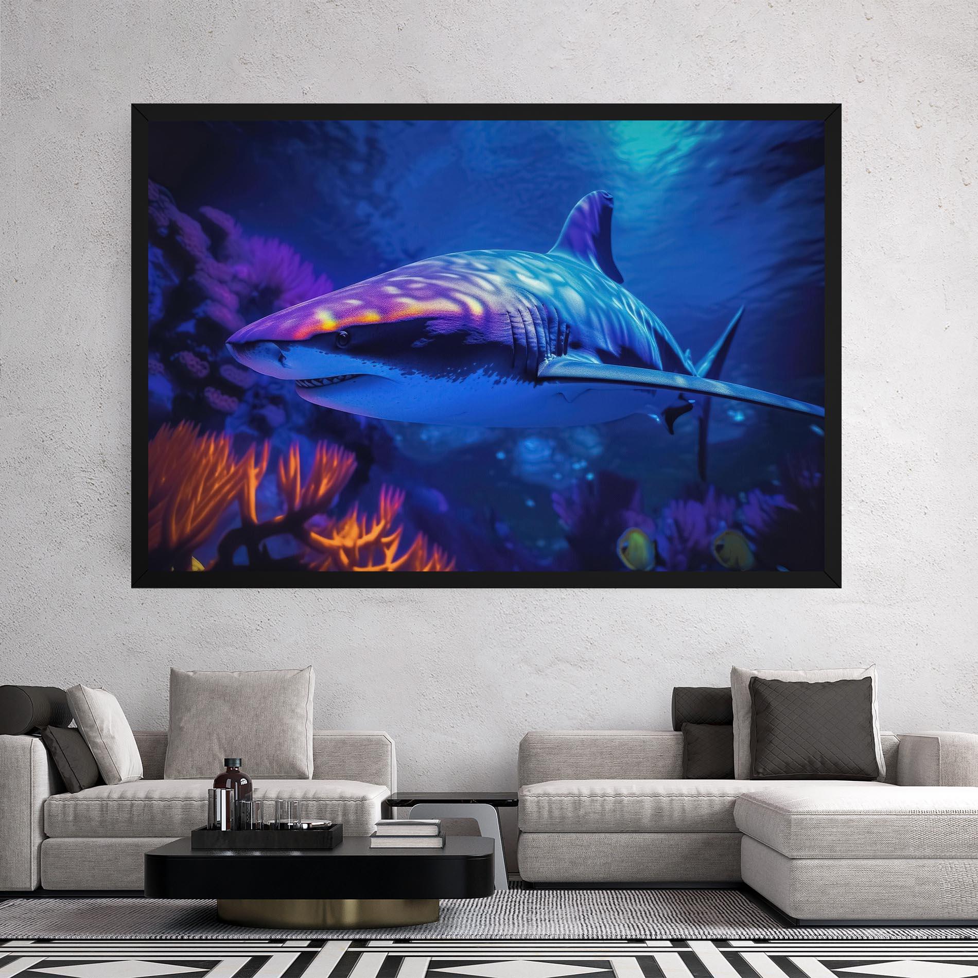 Tablou Canvas Blue Light Shark mockup 2