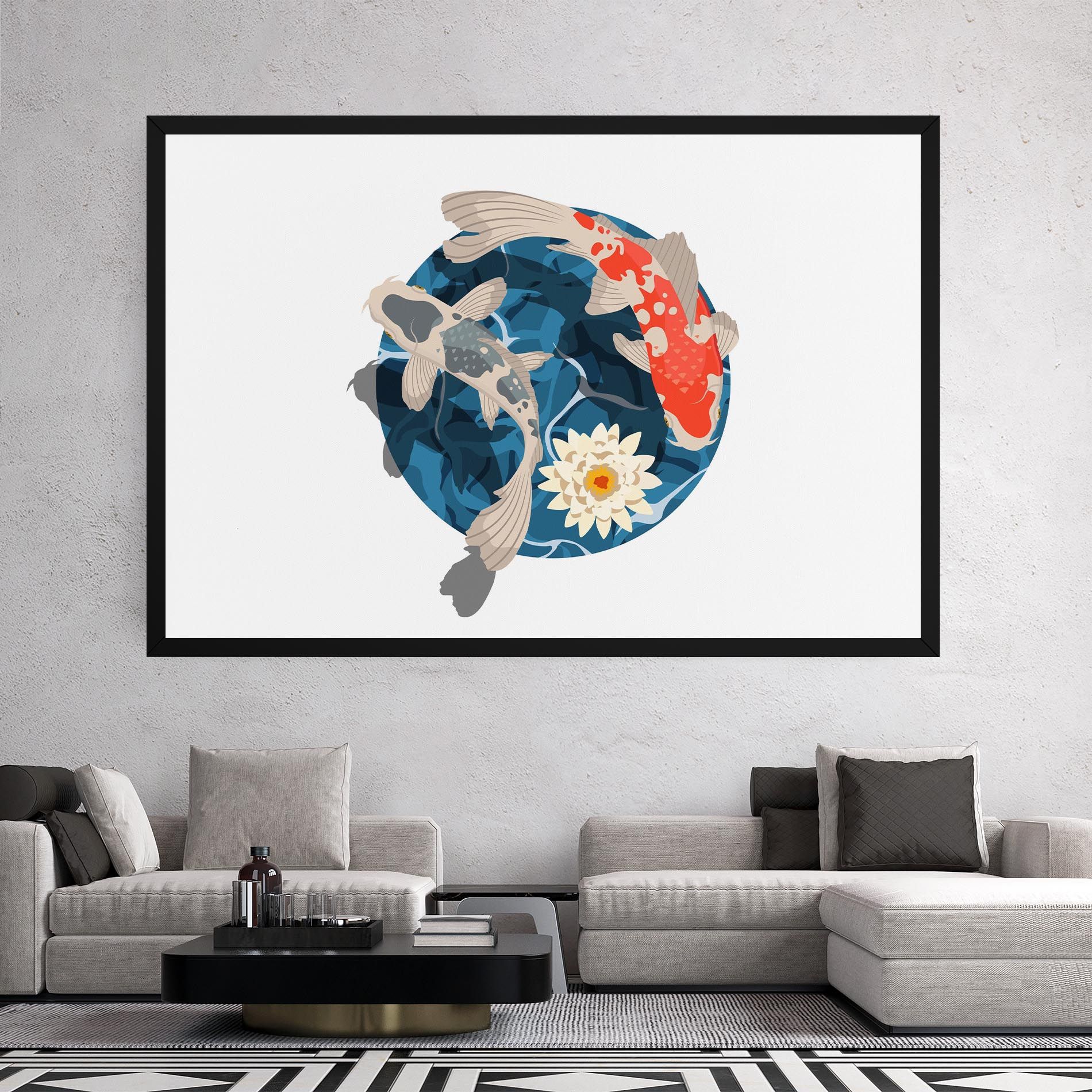 Grey Orange Koi mockup 2