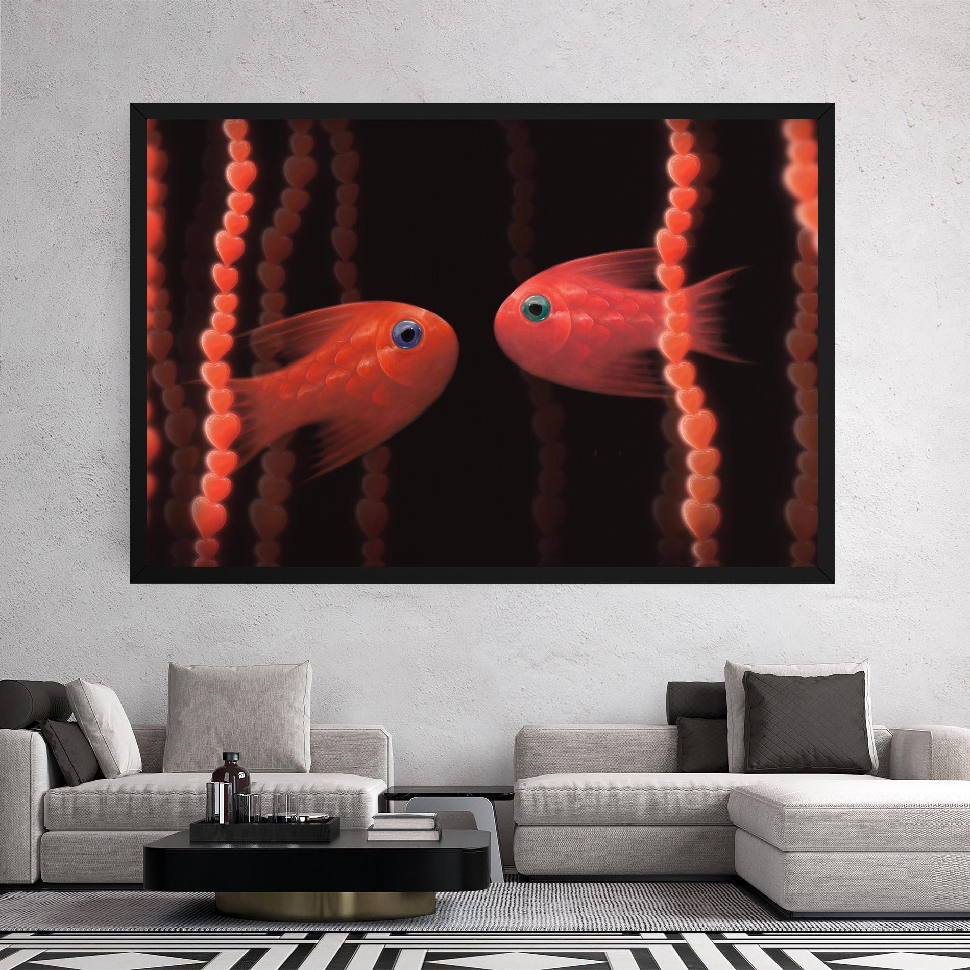 Tablou Canvas Orange Fish Heart mockup 2