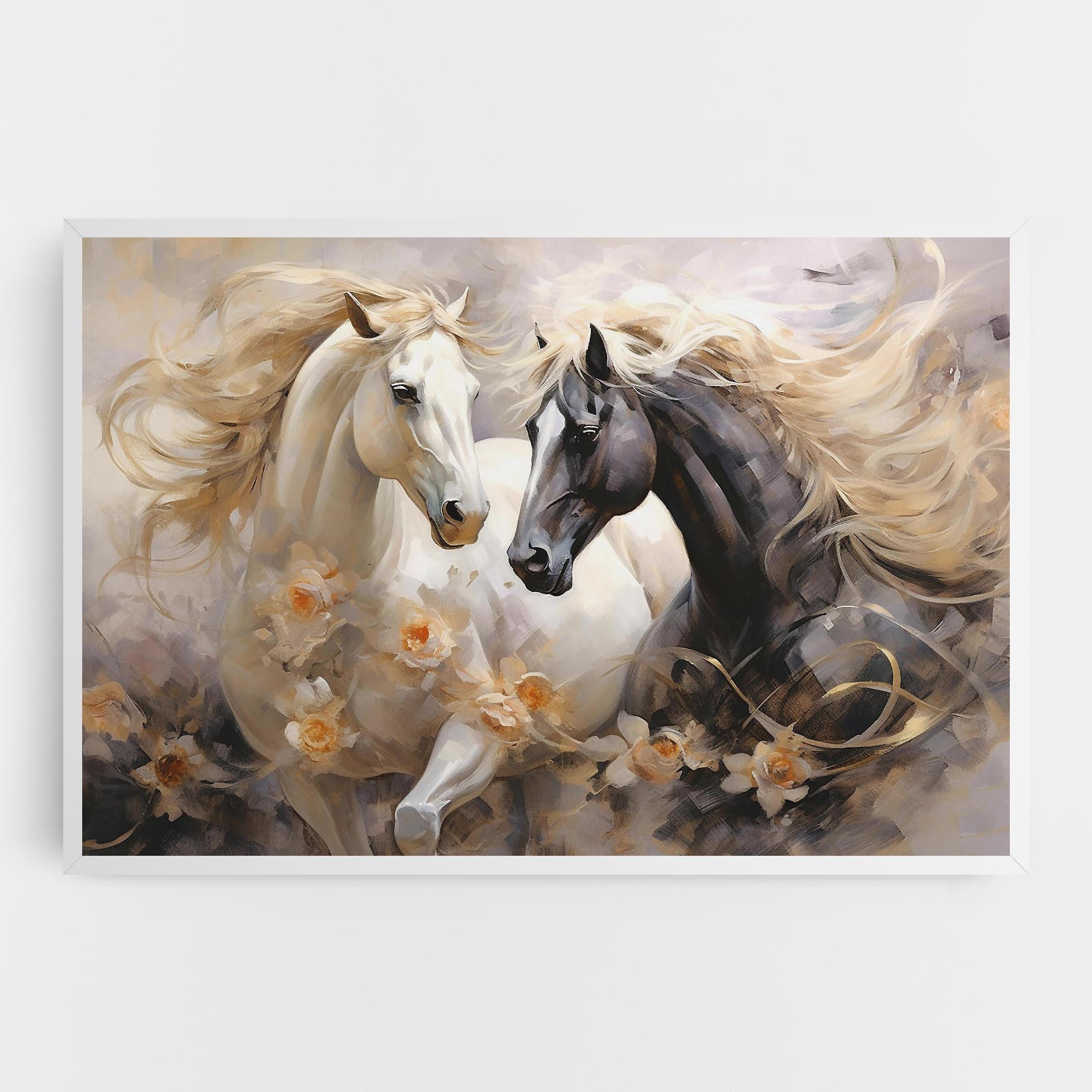 Tablou Canvas Black And White Horses mockup 0