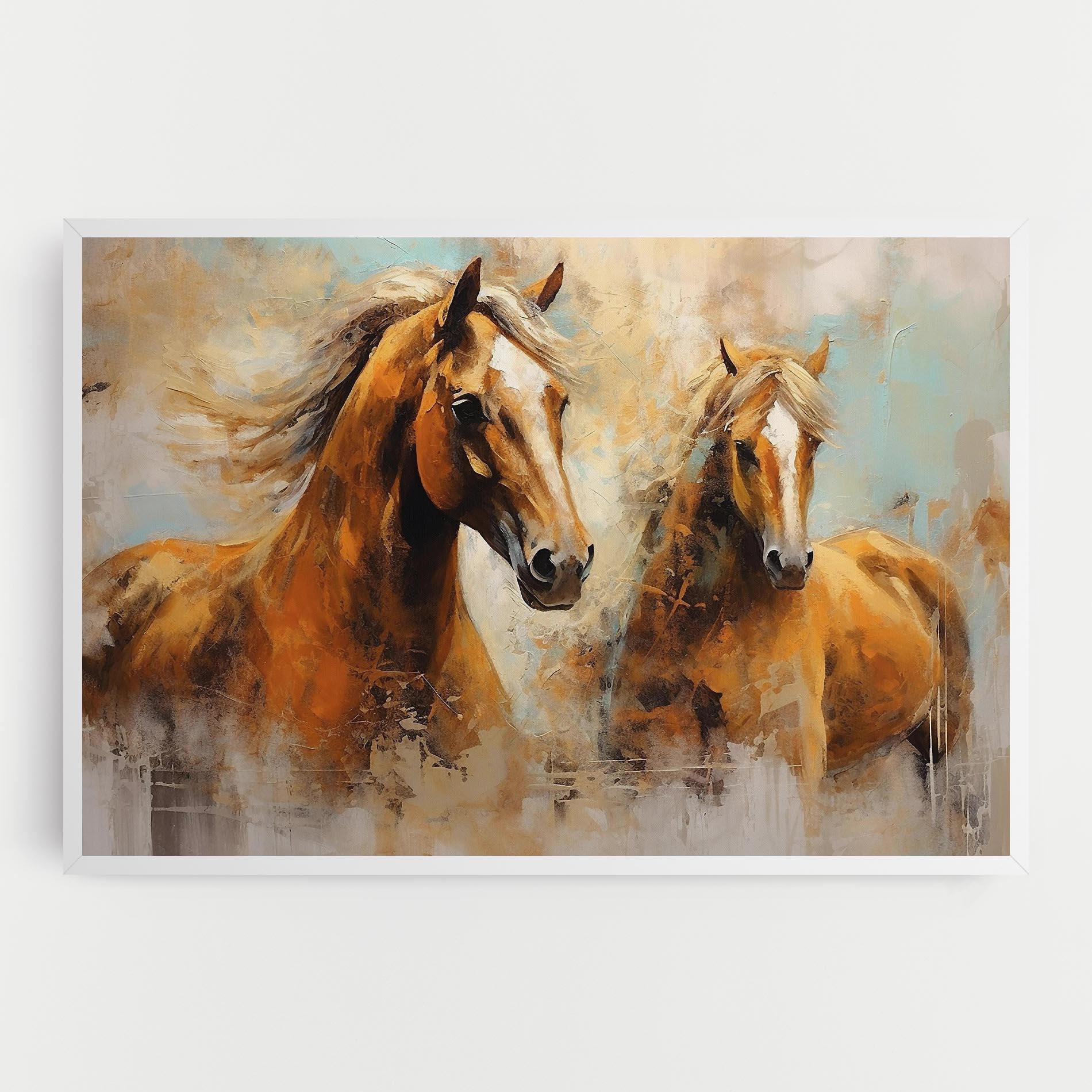 Tablou Canvas Brown Horses Staying mockup 0
