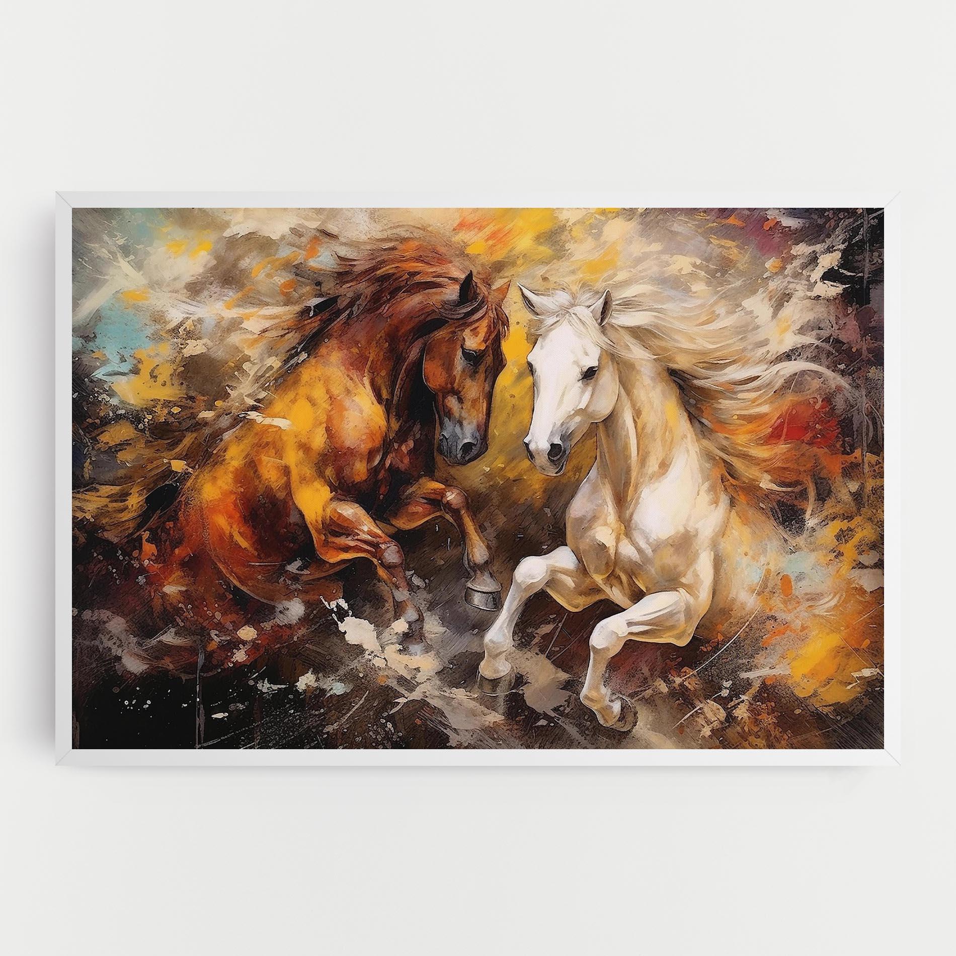 Tablou Canvas Brown White Horses mockup 0