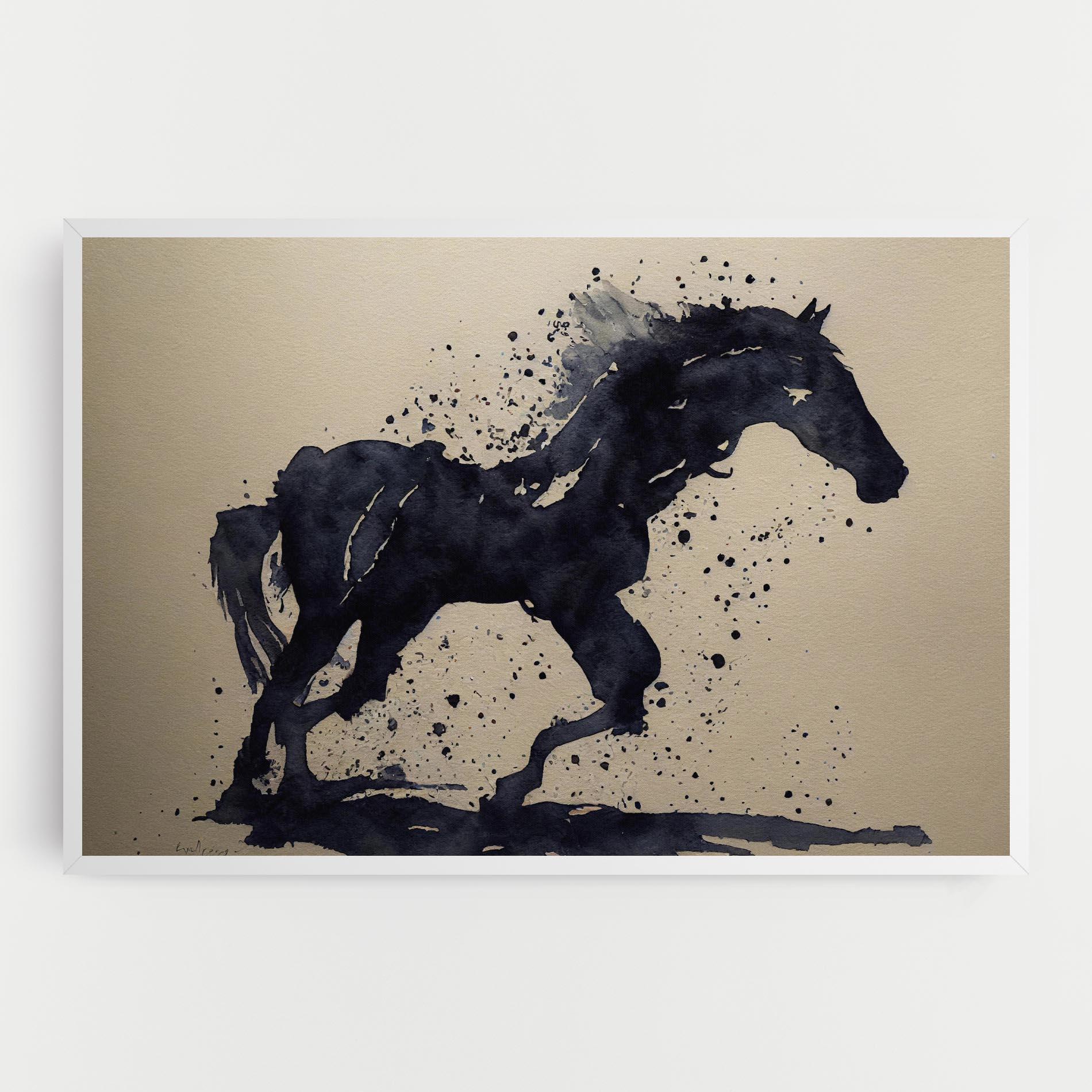 Tablou Canvas Watercolor Black Horse mockup 0