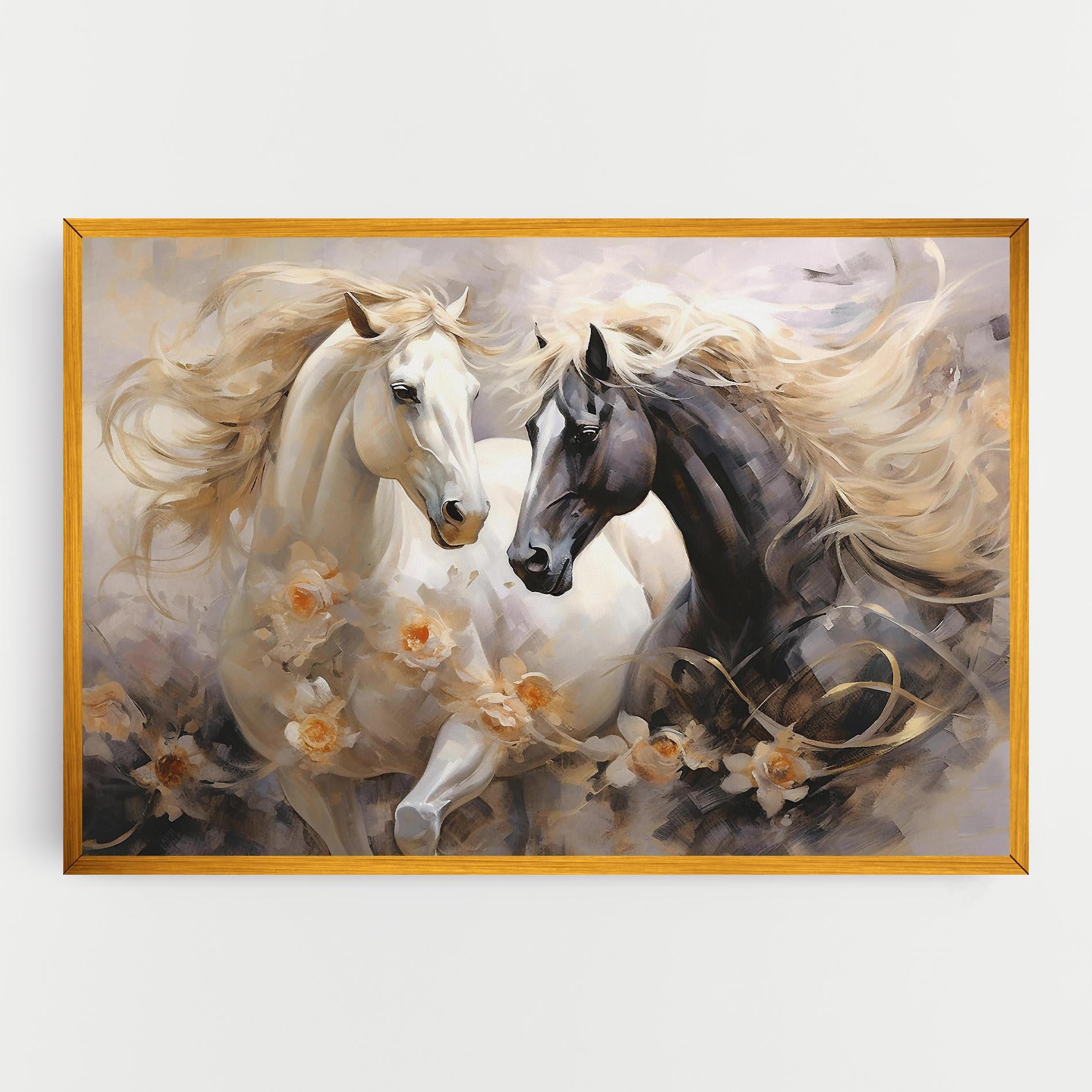 Tablou Canvas Black And White Horses mockup 0