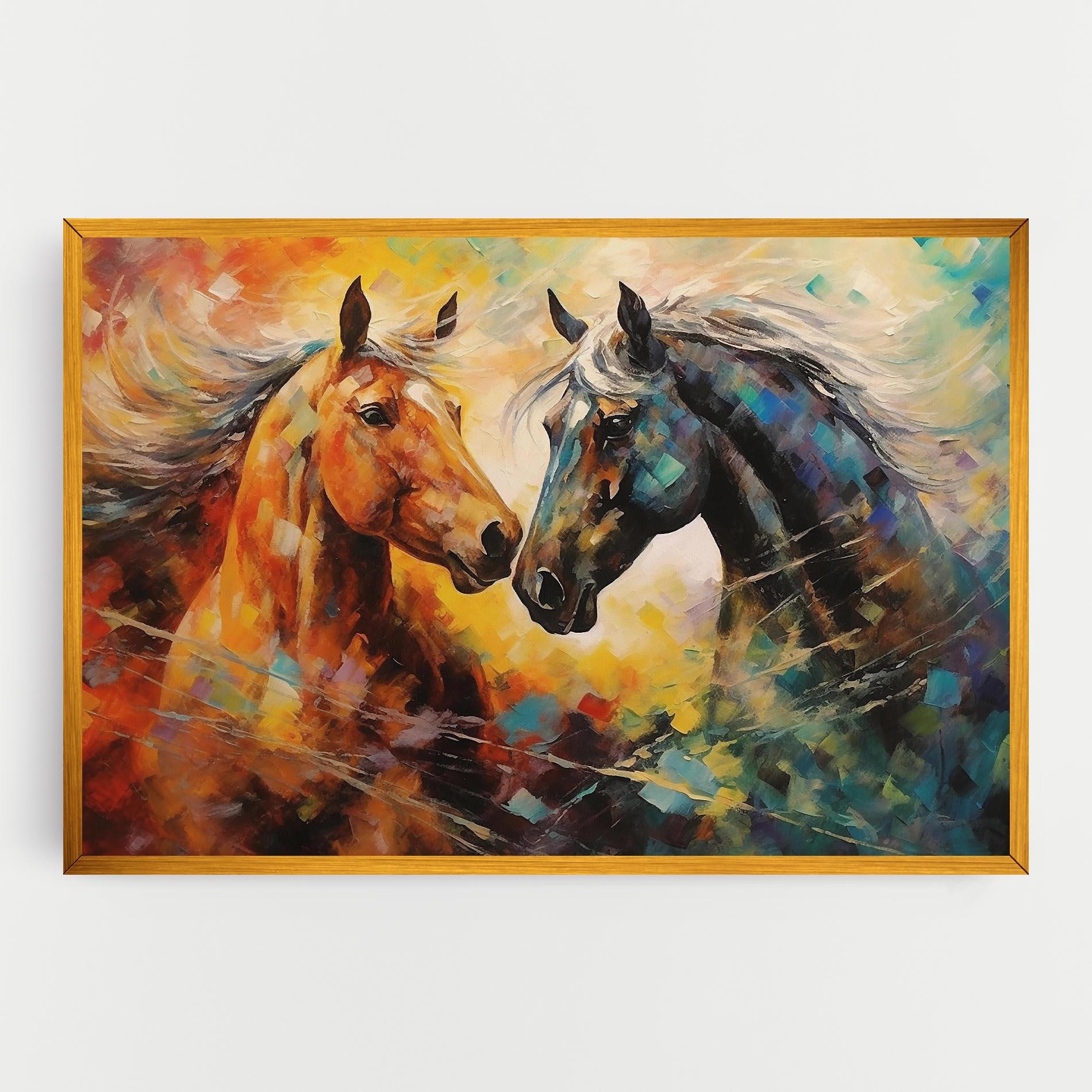 Tablou Canvas Brown Black Horses mockup 0