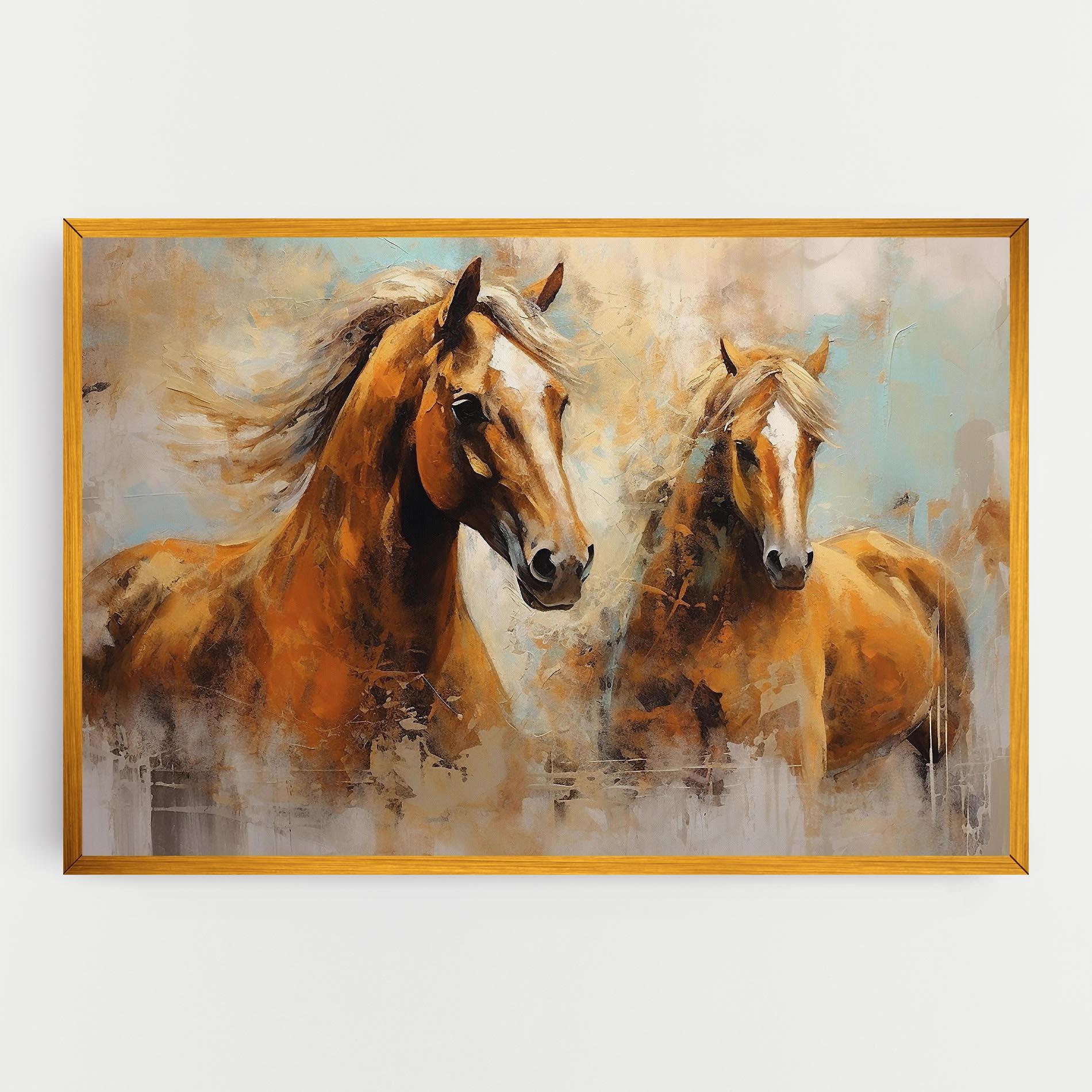 Tablou Canvas Brown Horses Staying mockup 0