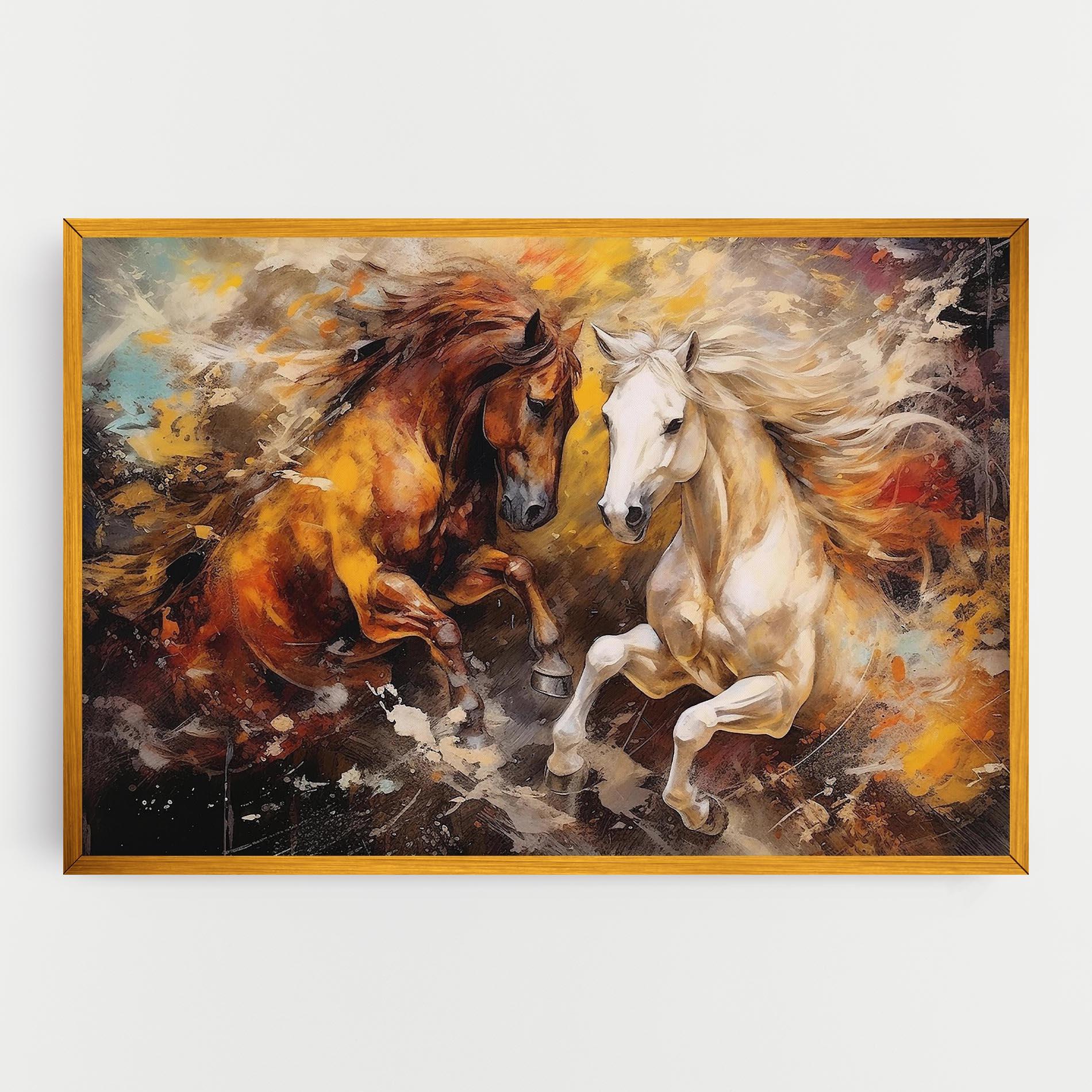 Tablou Canvas Brown White Horses mockup 0