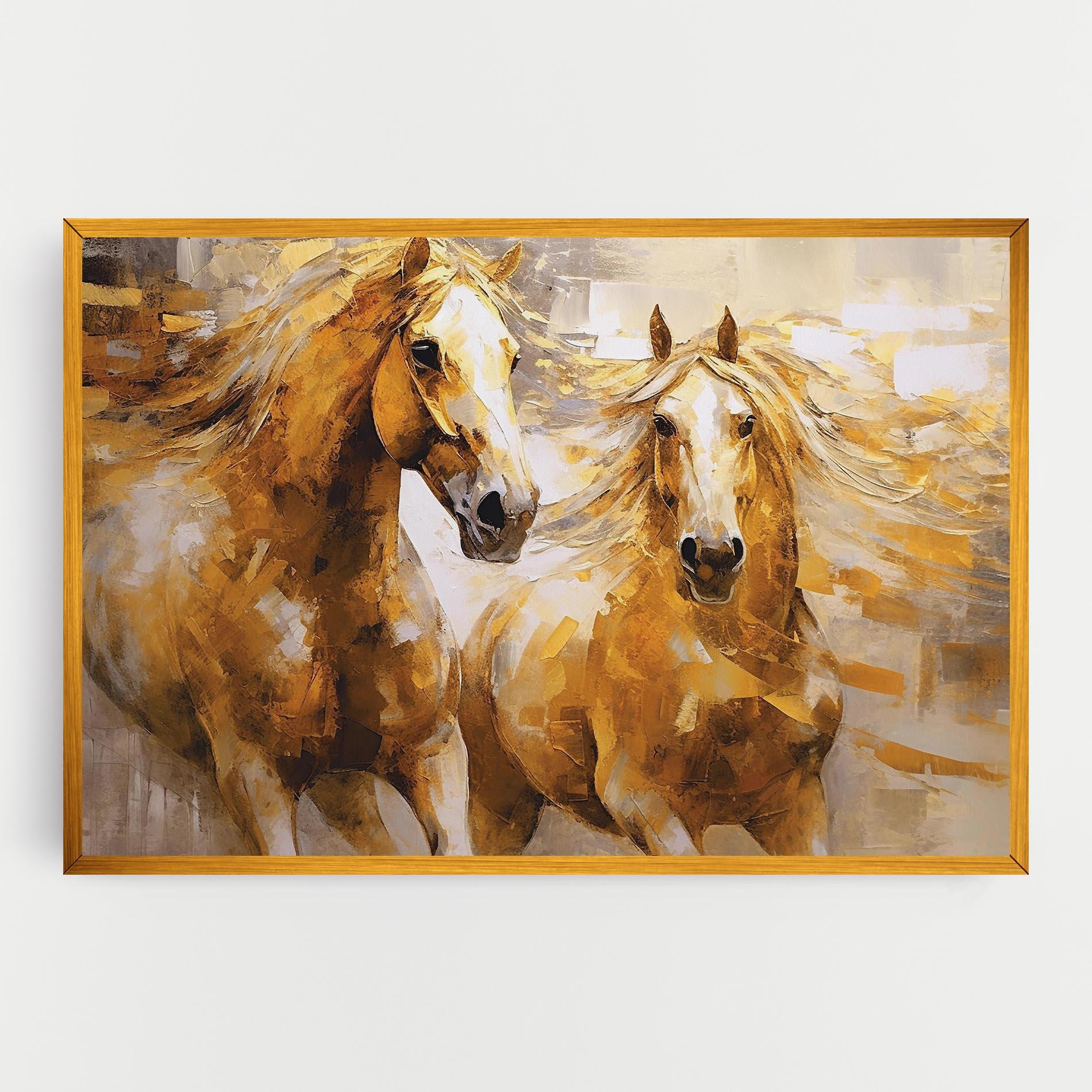 Tablou Canvas Golden Brown Horses mockup 0