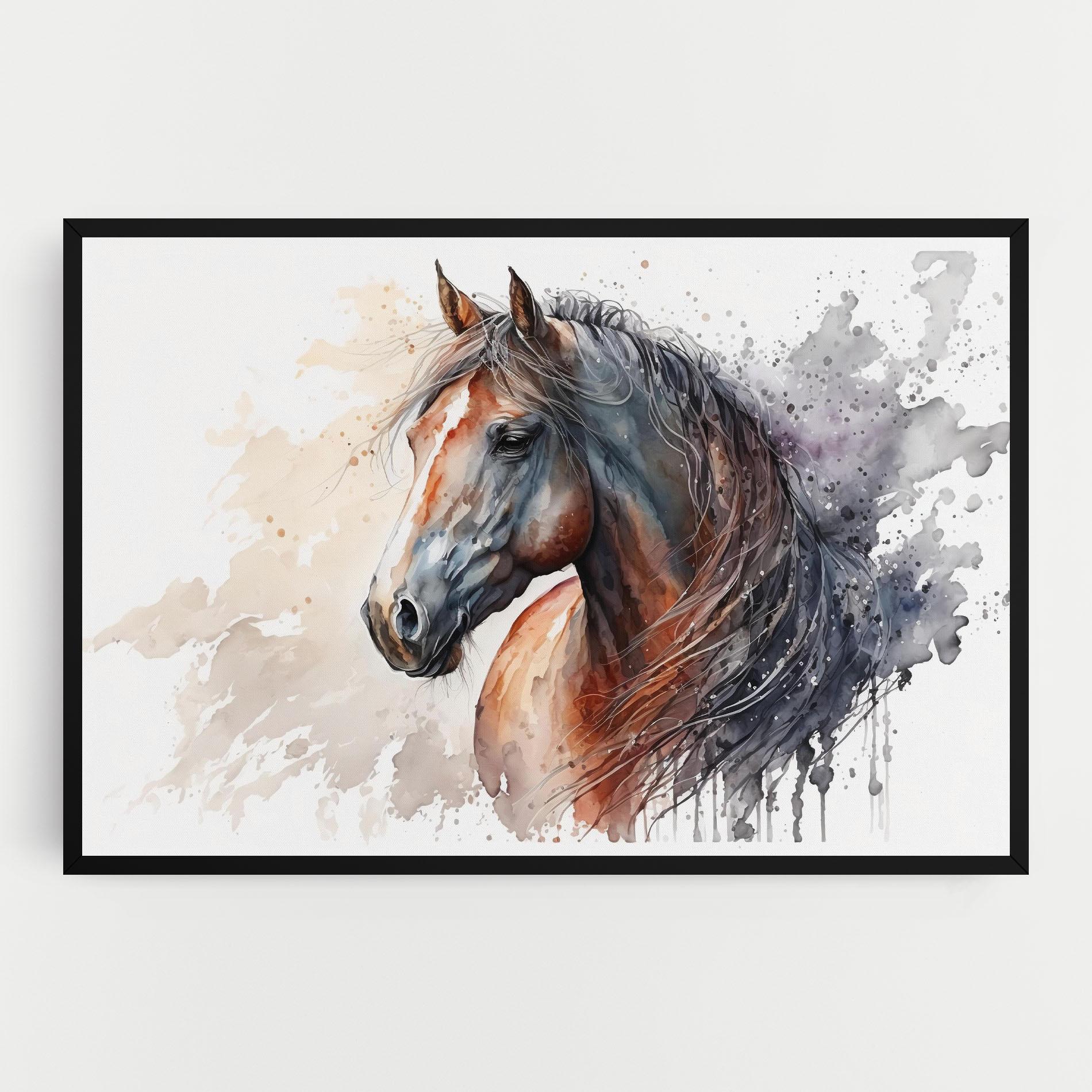 Tablou Canvas Black Brown Horse Painting mockup 0