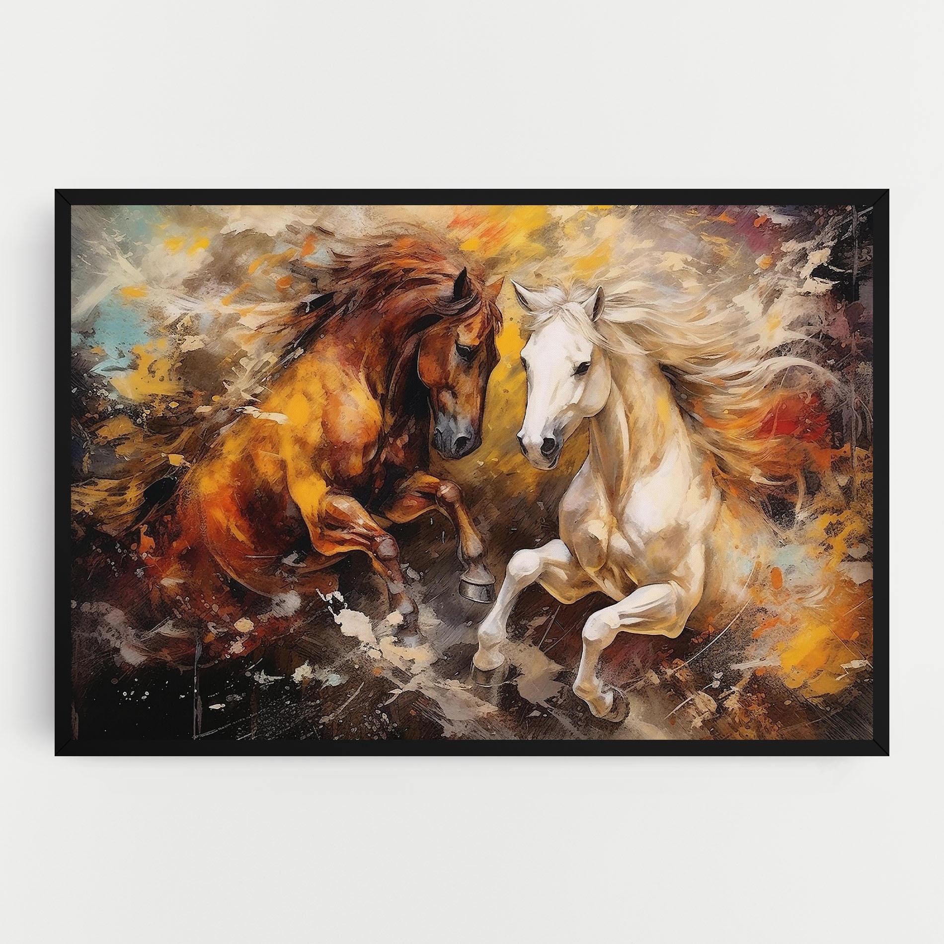 Tablou Canvas Brown White Horses mockup 0