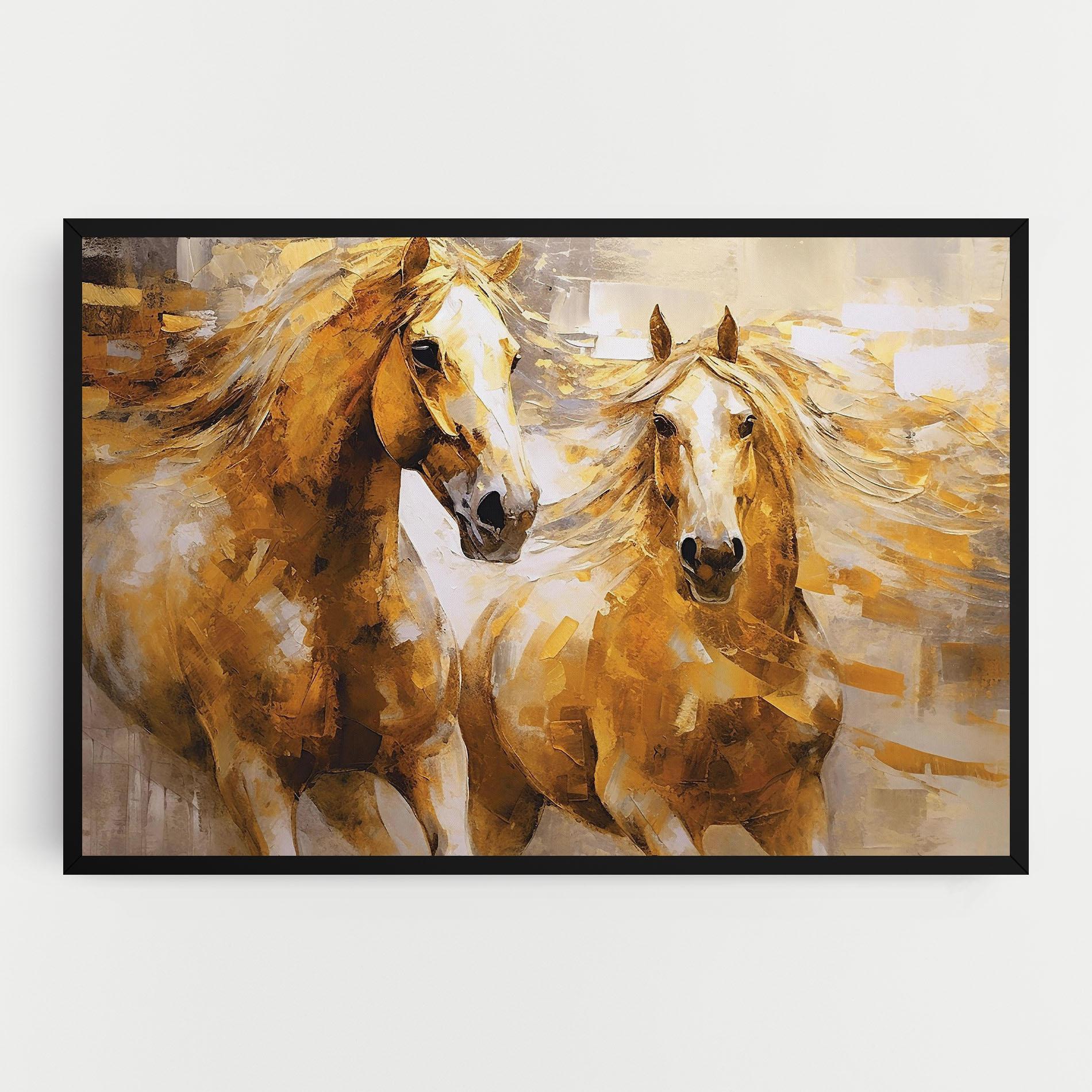 Tablou Canvas Golden Brown Horses mockup 0