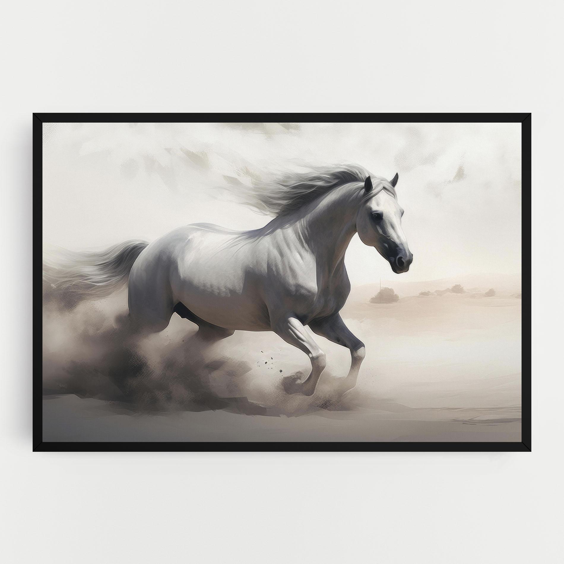 Tablou Canvas Light Grey Horse Galloping mockup 0