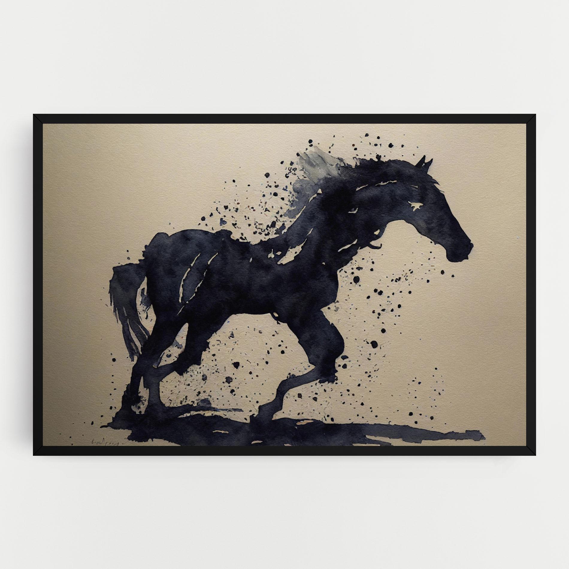 Tablou Canvas Watercolor Black Horse mockup 0
