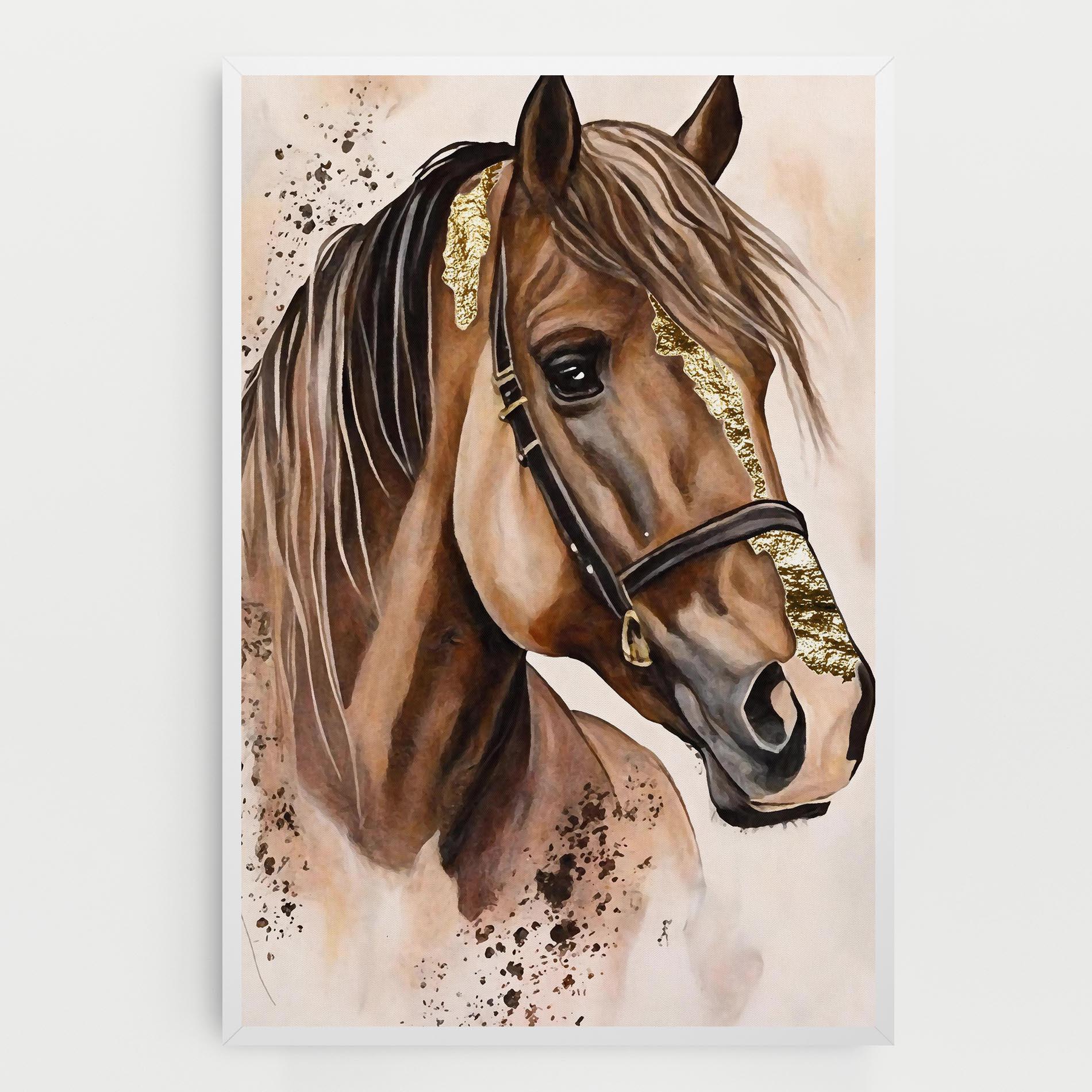 Tablou Canvas Gold Horse Painting mockup 0