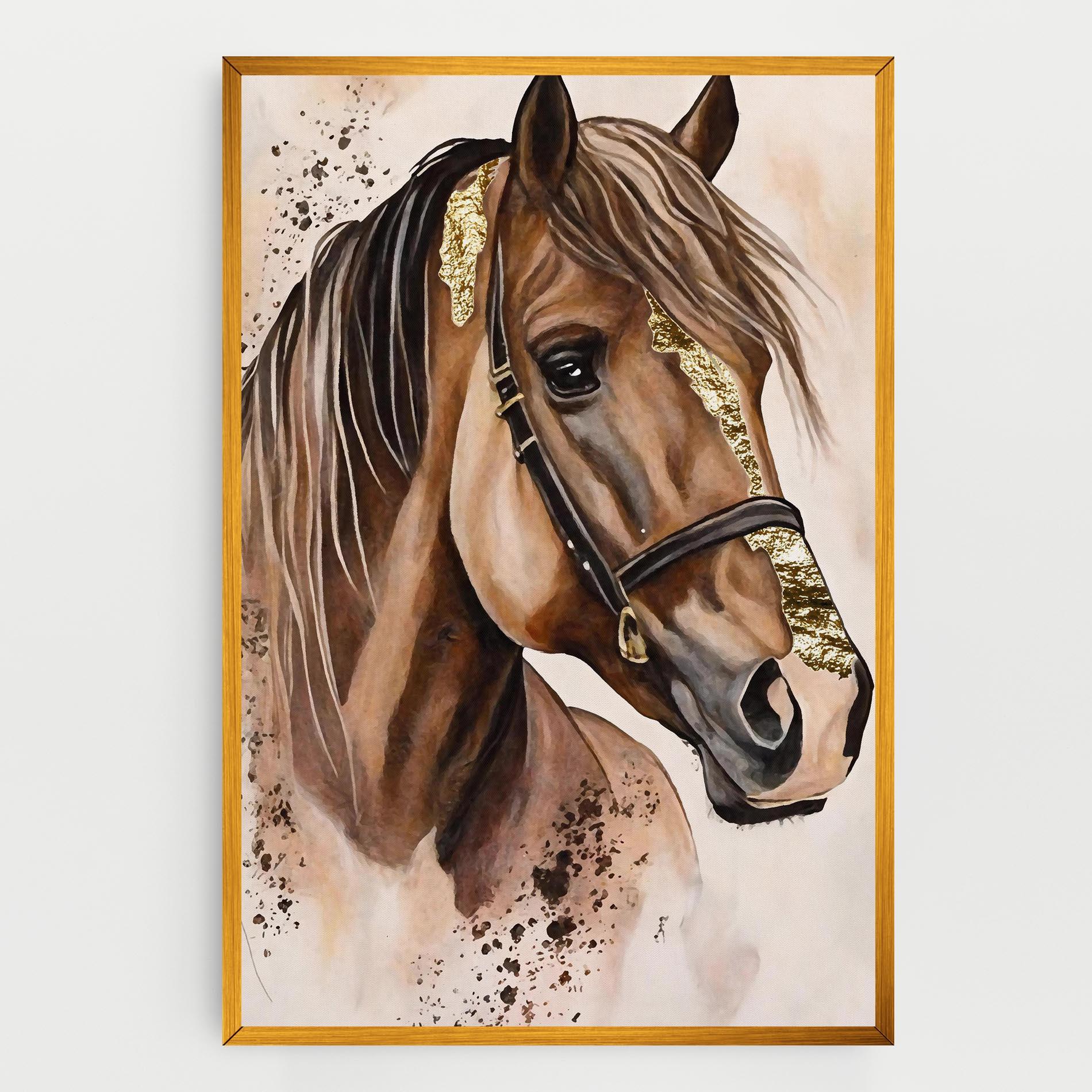 Tablou Canvas Gold Horse Painting mockup 0