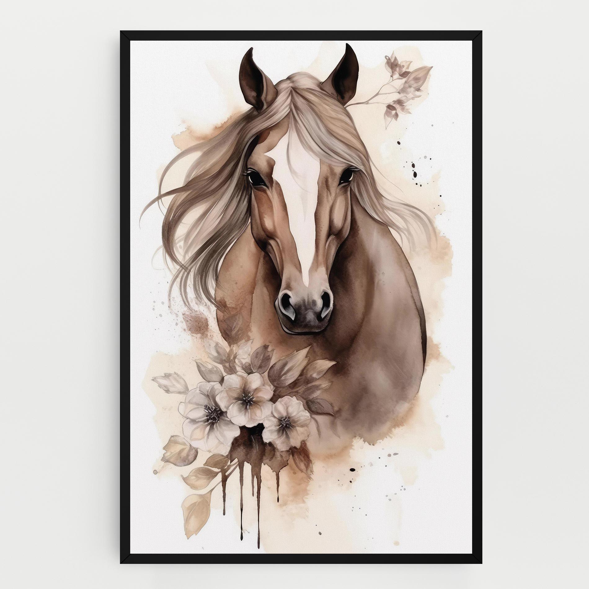 Tablou Canvas Flower Brown Horse mockup 0