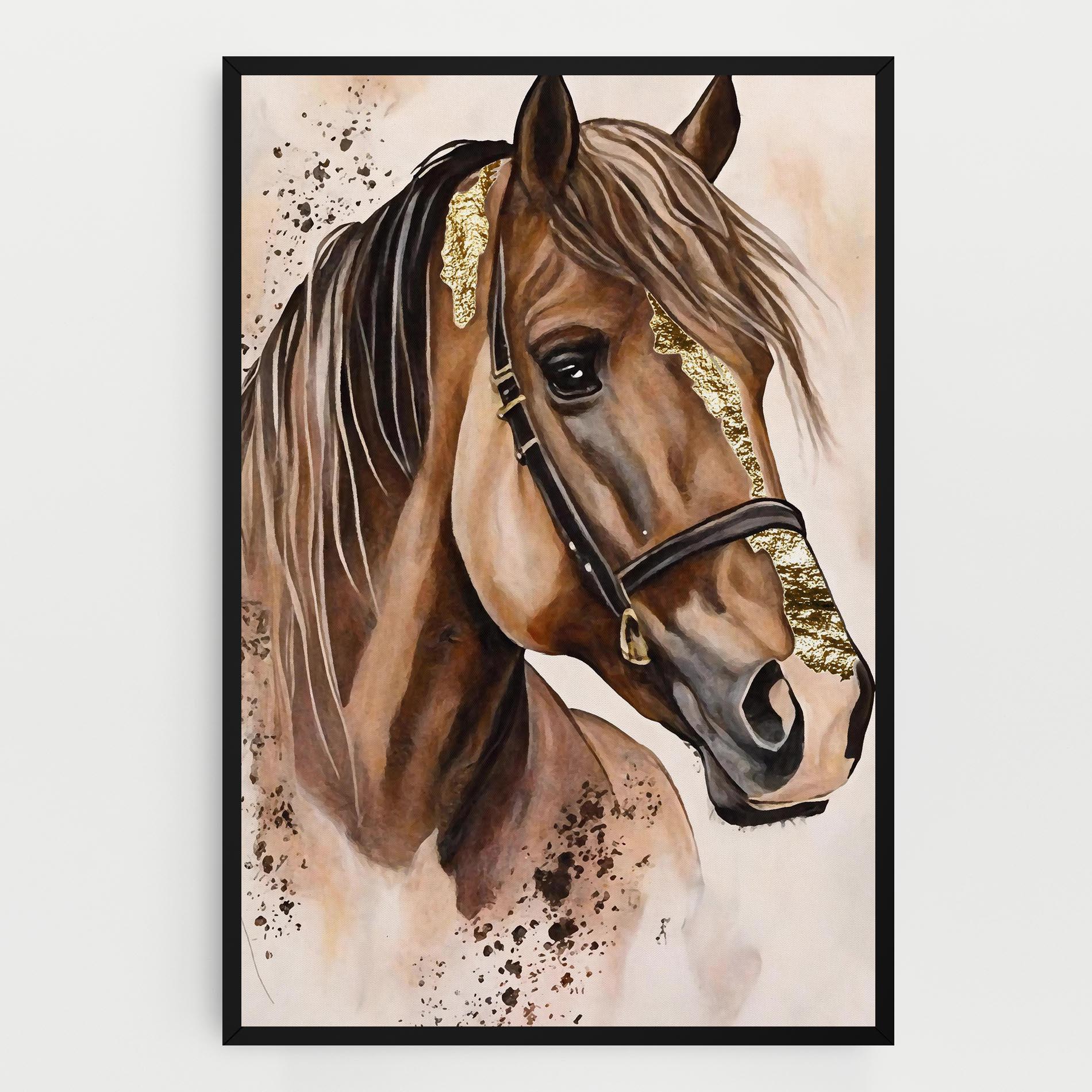 Tablou Canvas Gold Horse Painting mockup 0
