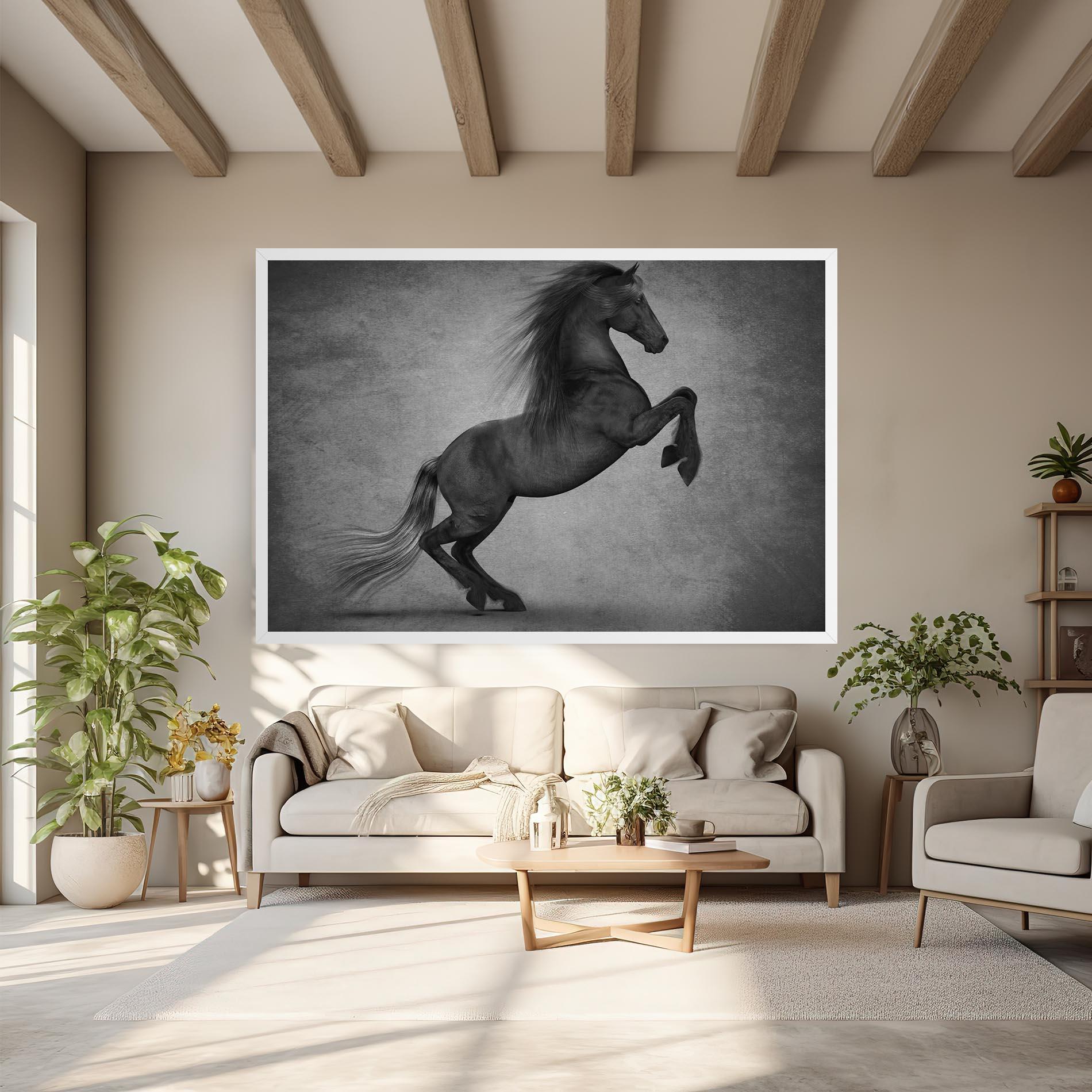 Tablou Canvas Black Horse Jumping mockup 6