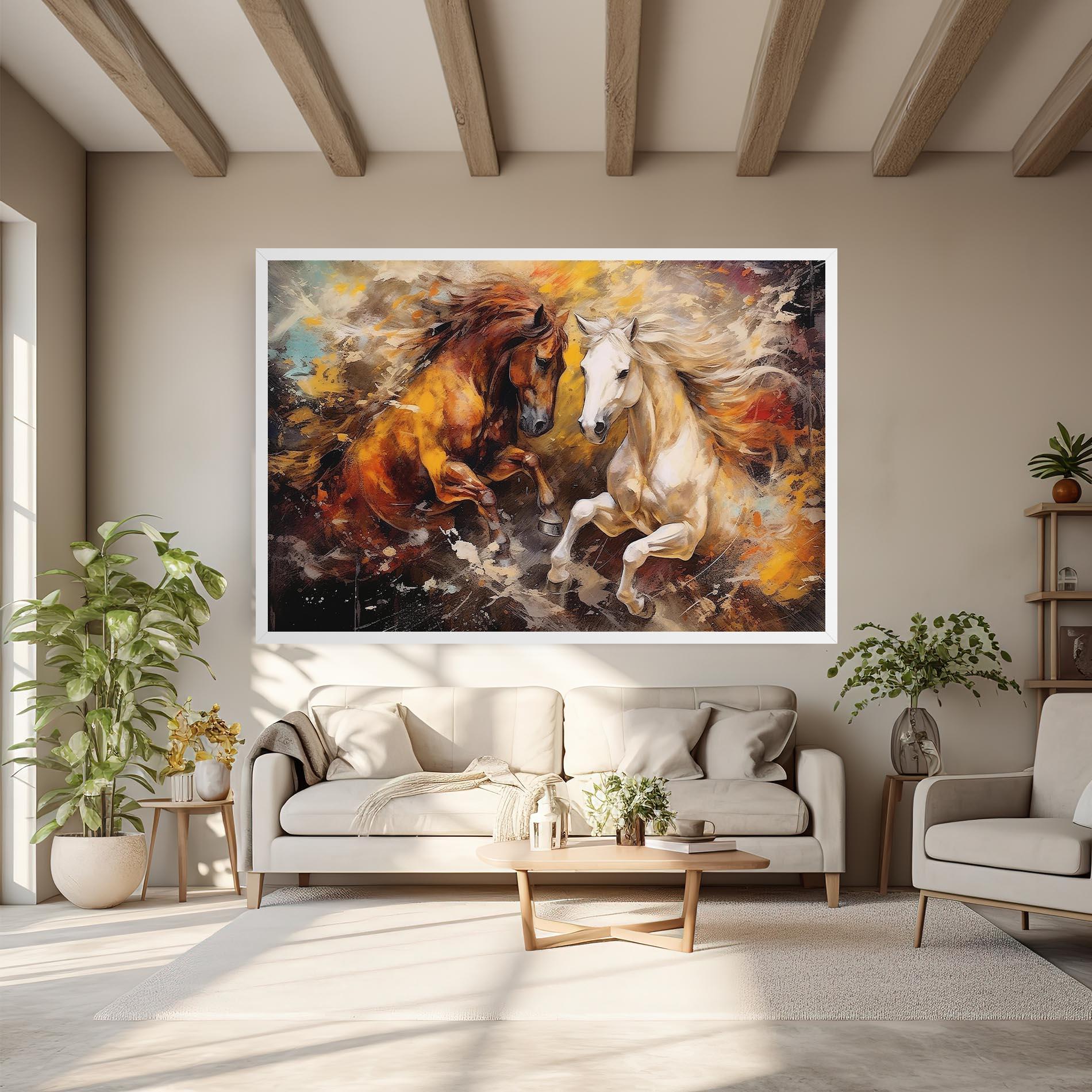 Tablou Canvas Brown White Horses mockup 6