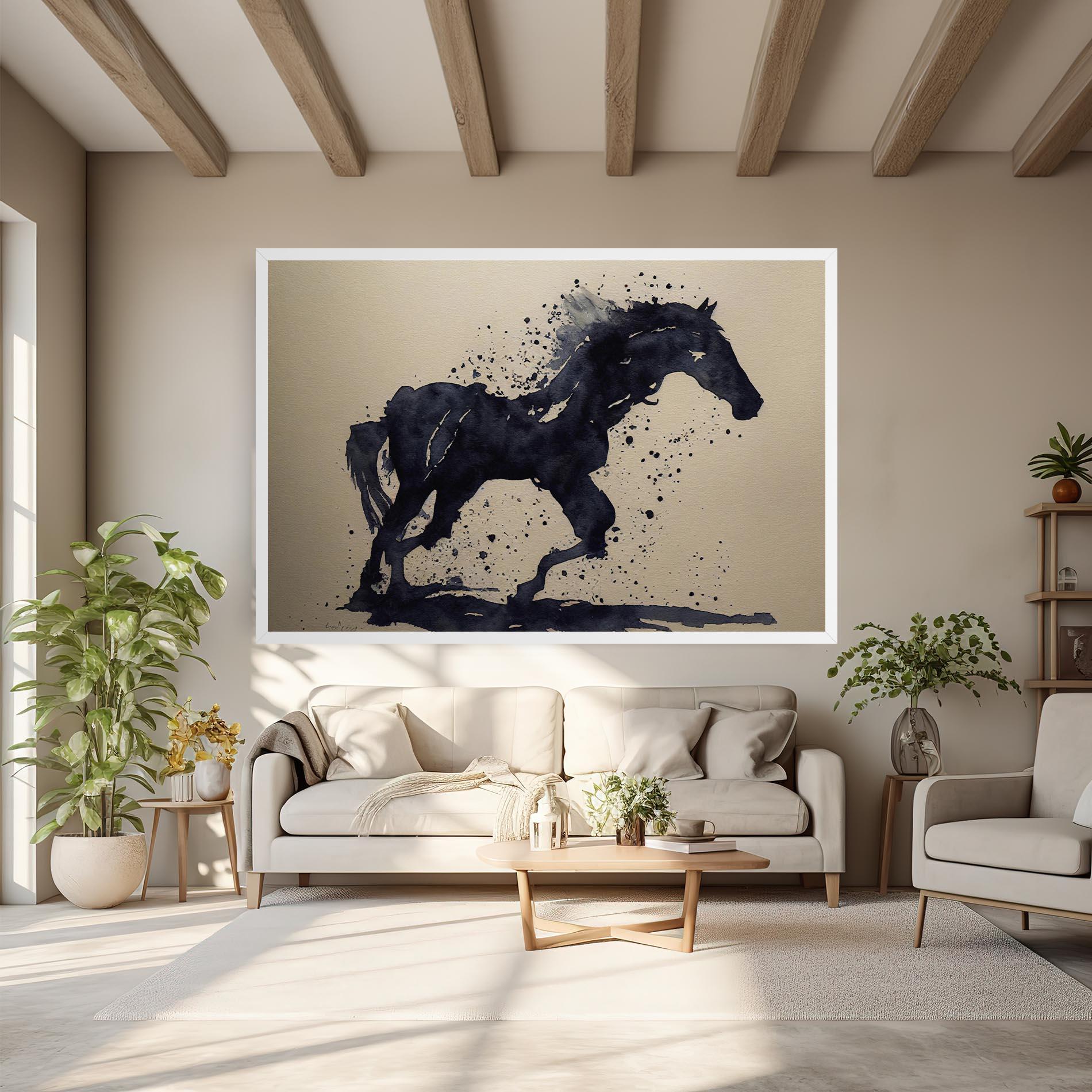 Tablou Canvas Watercolor Black Horse mockup 6