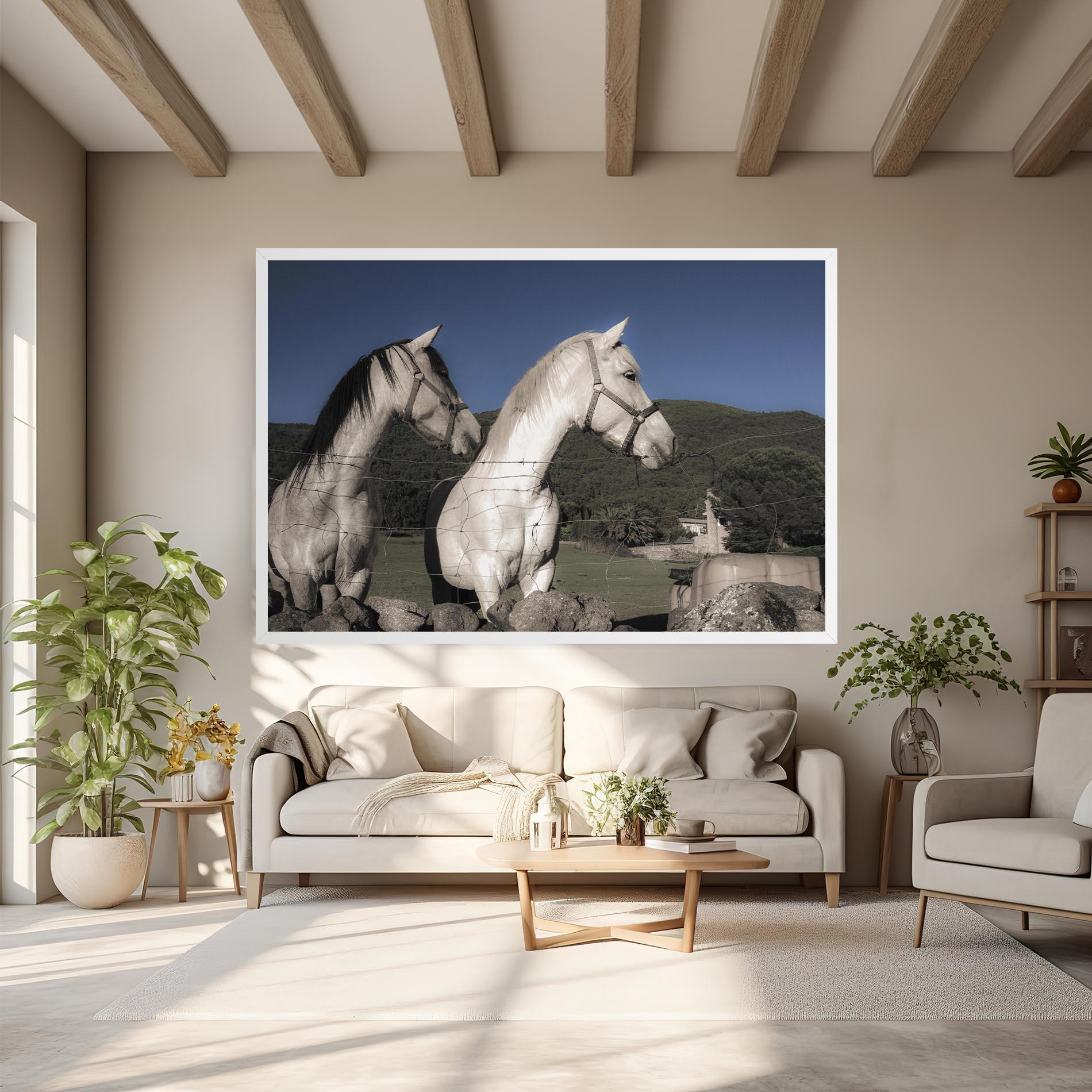Tablou Canvas White Grey Horse mockup 6