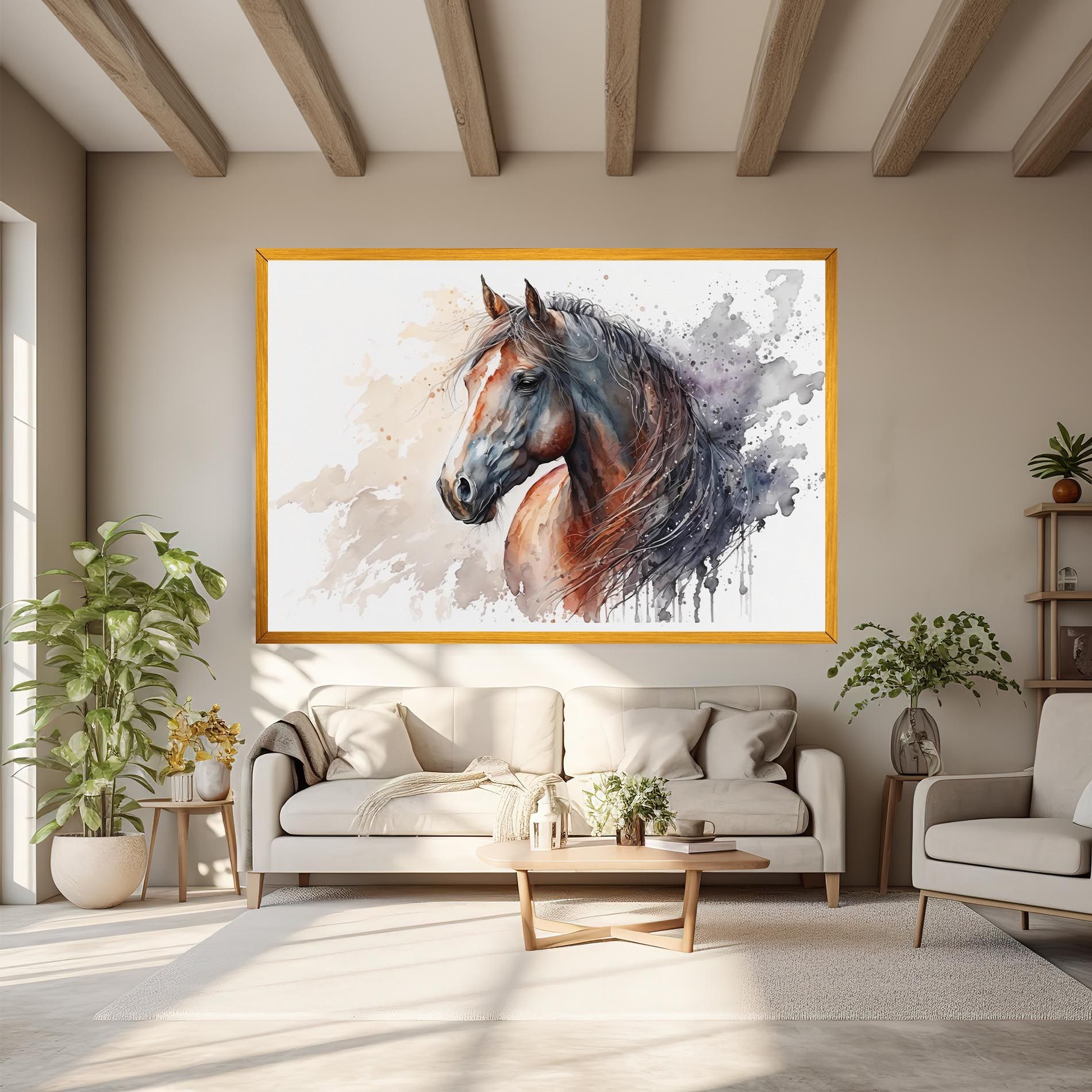 Black Brown Horse Painting mockup 6