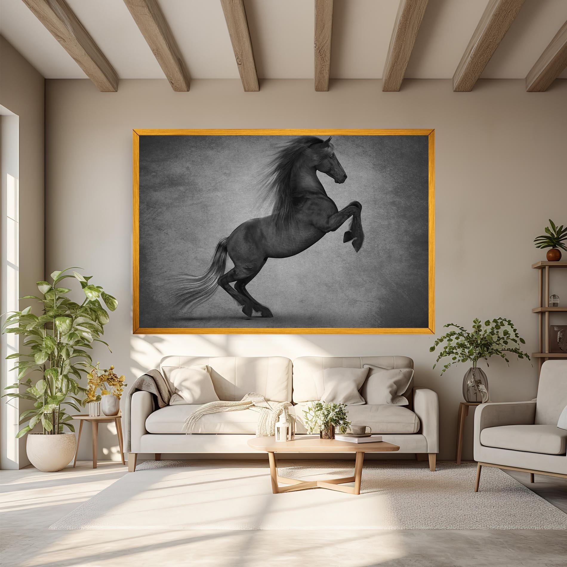 Tablou Canvas Black Horse Jumping mockup 6